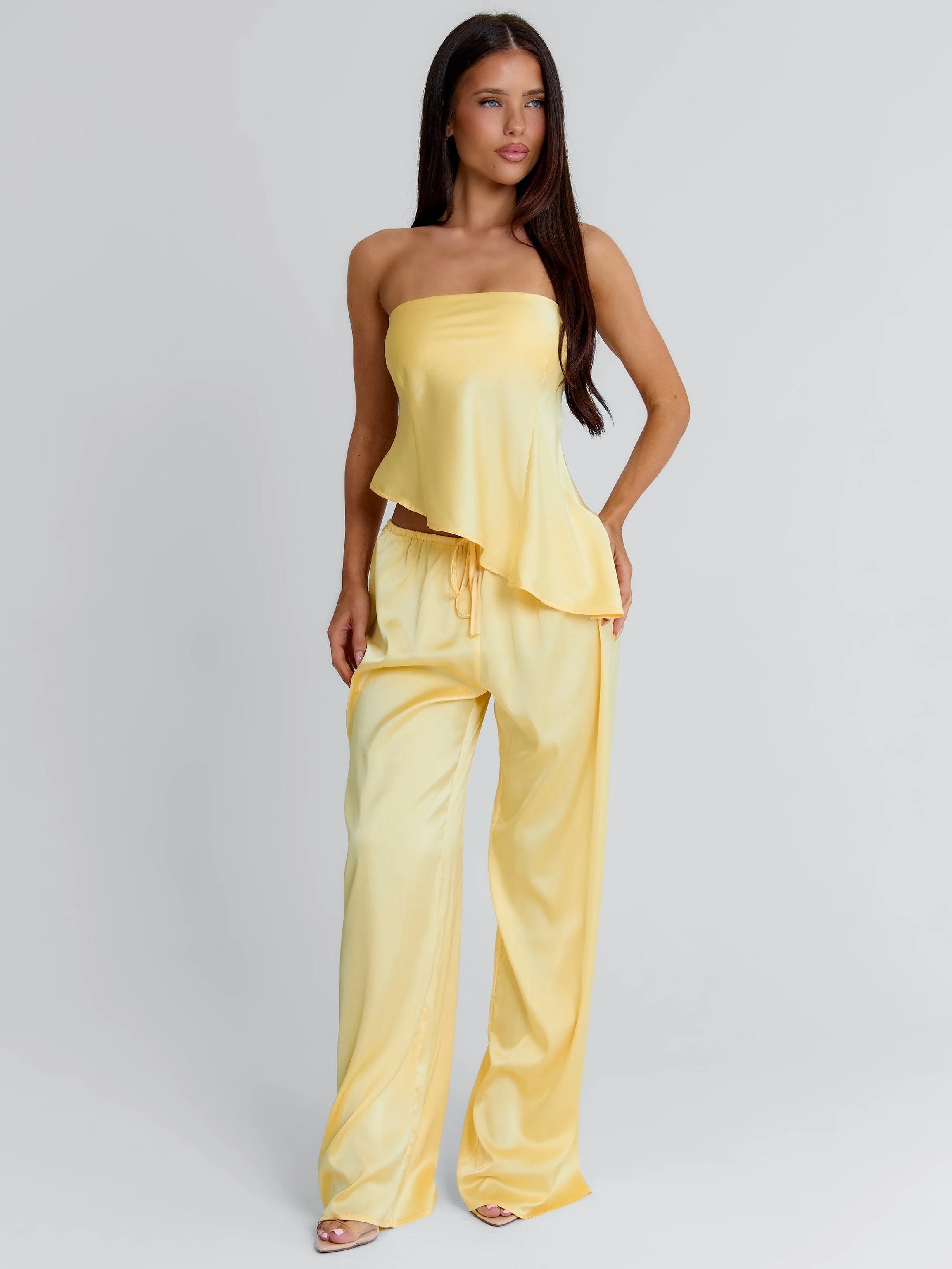 CLOVELLY SATIN TOP YELLOW