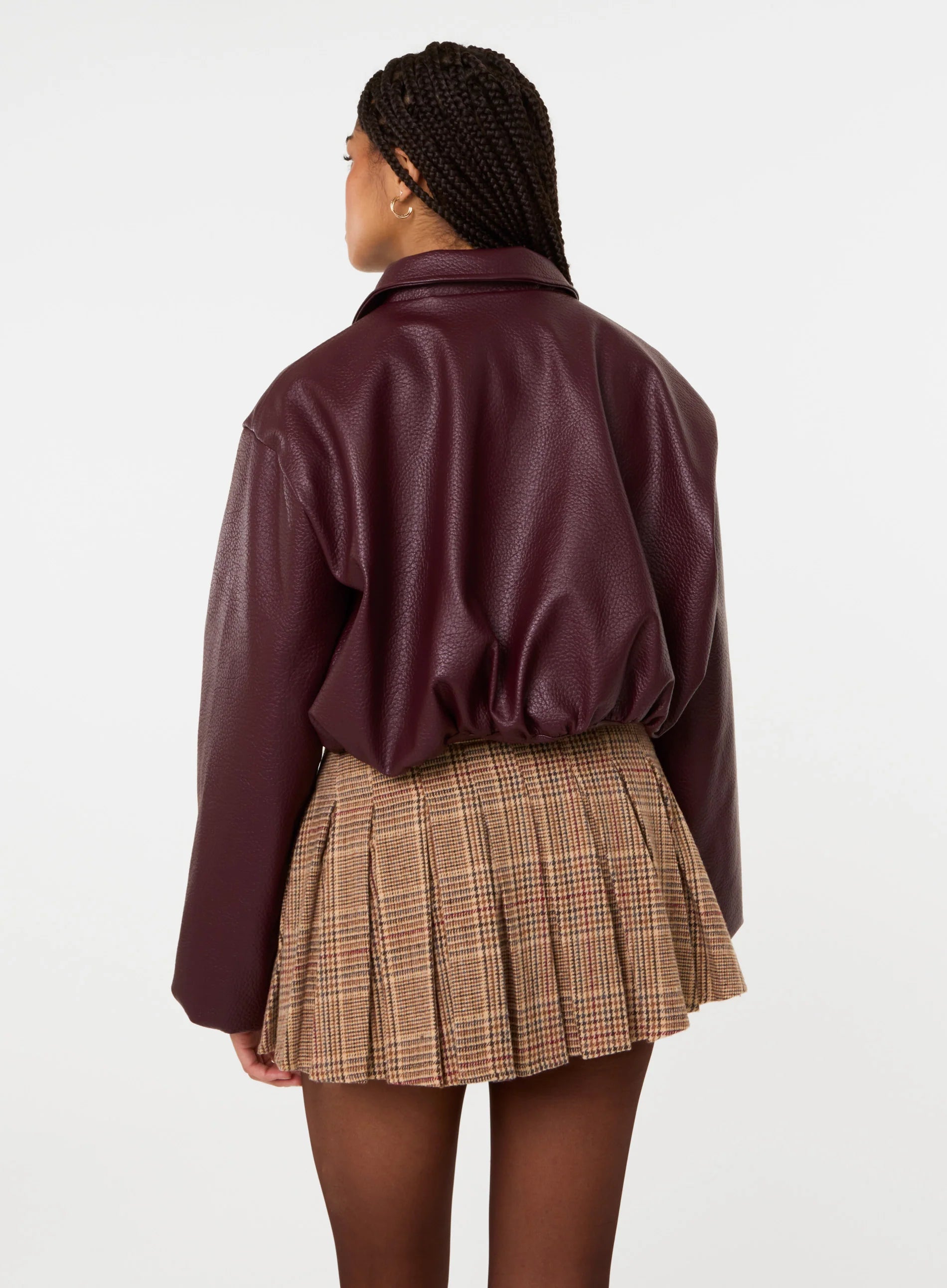 Faux Leather Puffball Jacket