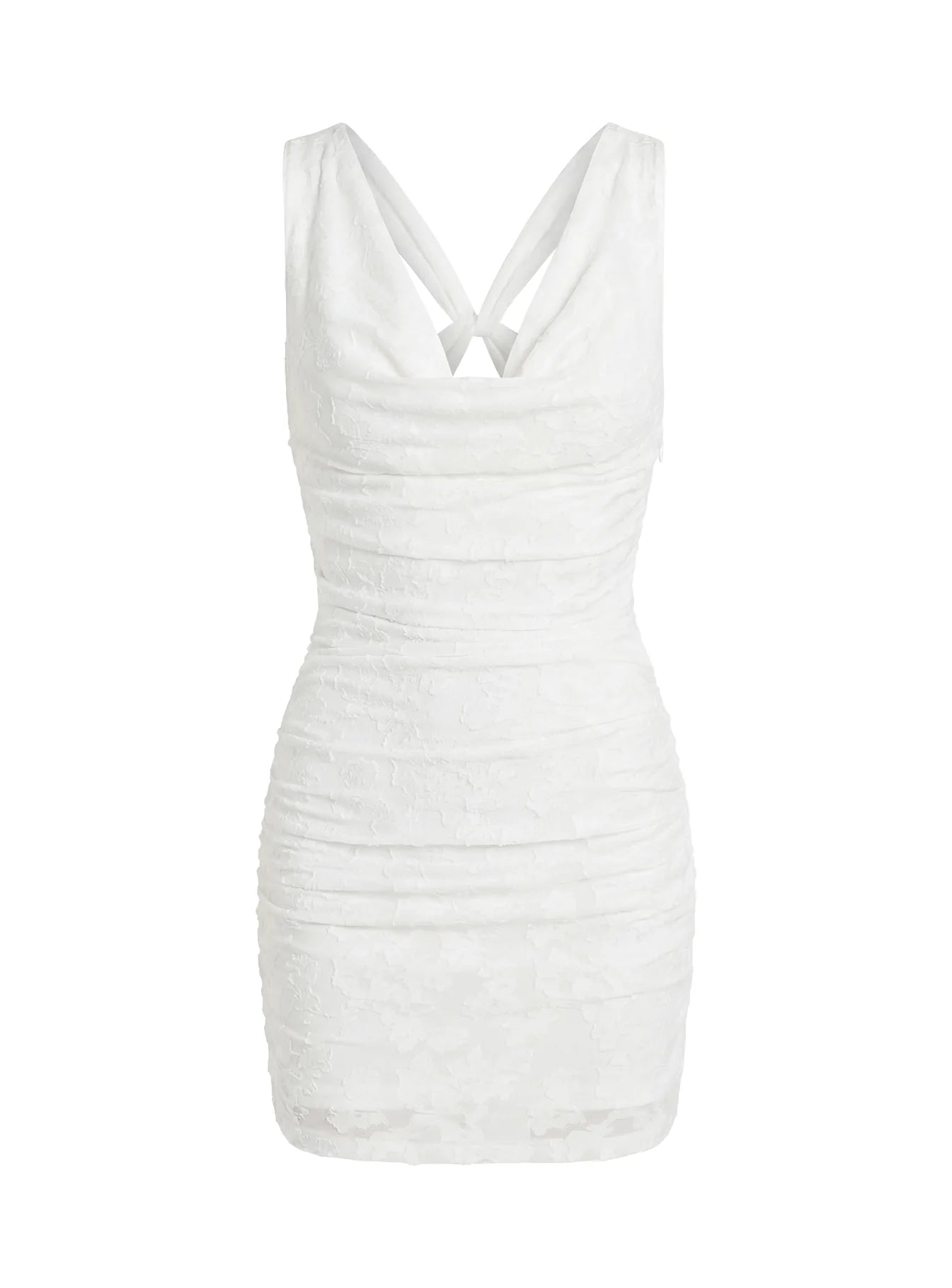 Brigetta Cowl Neck Mini Dress White