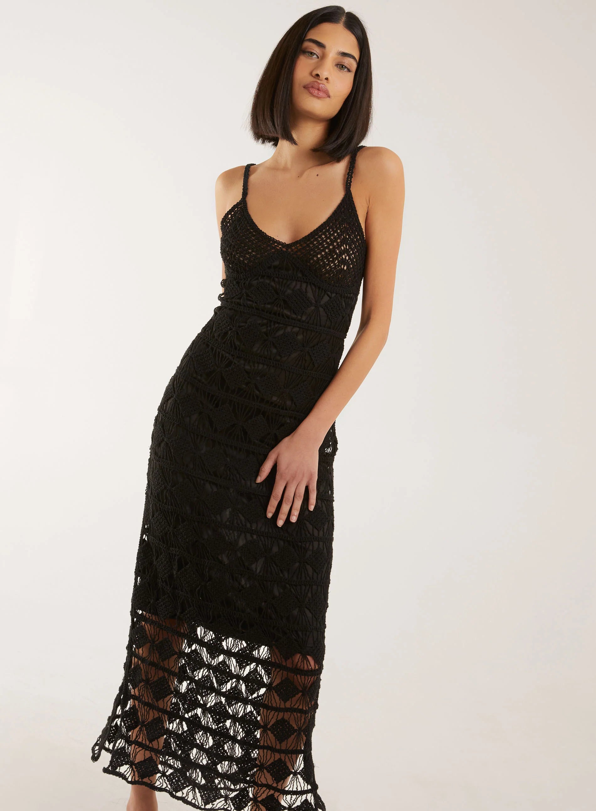 Crochet Geo Pattern Maxi Dress