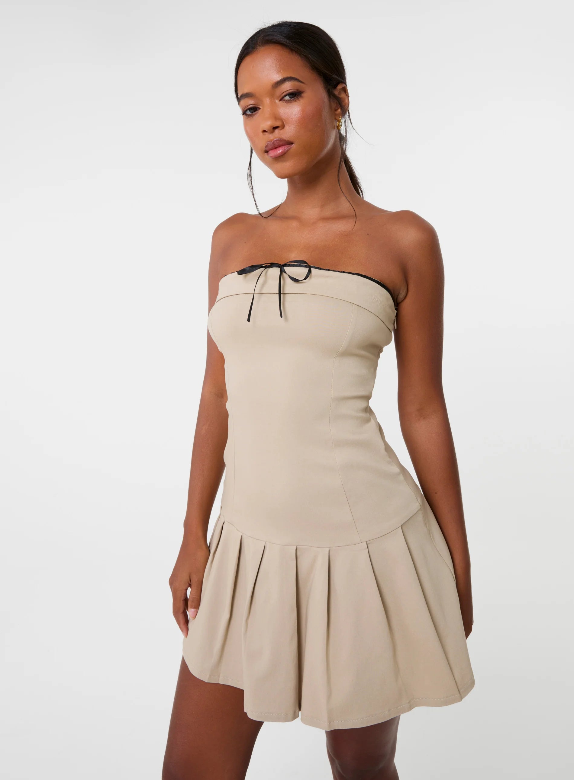 Bandeau Pleated Mini Dress