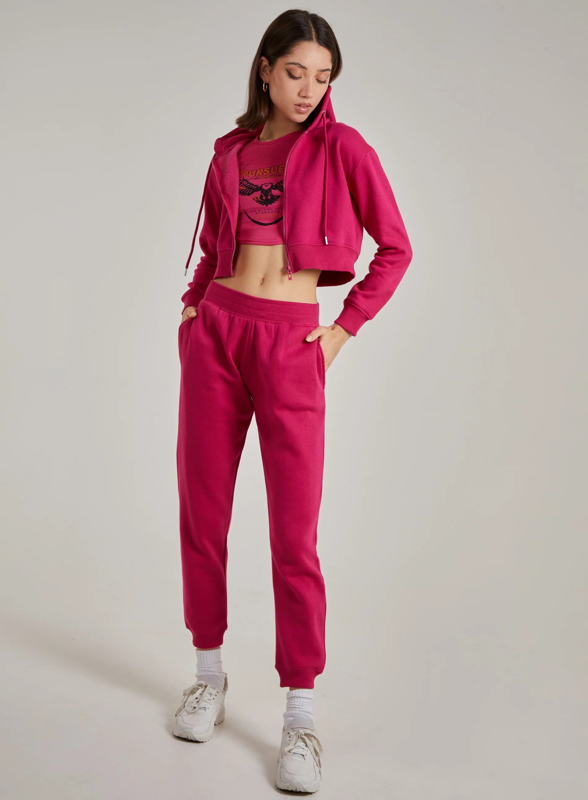Cropped Zip Through Hoodie