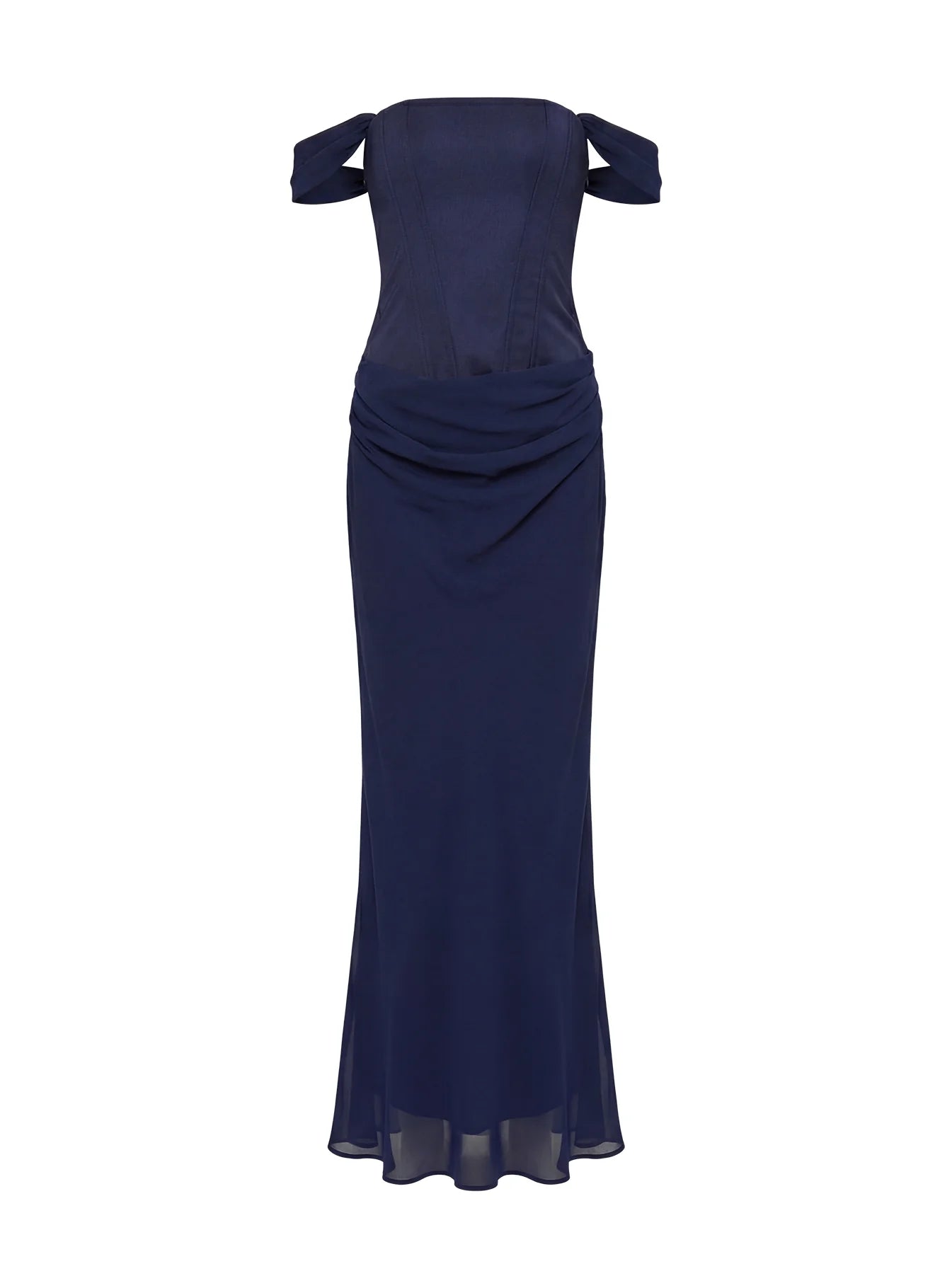 Joslyne Off Shoulder Corset Maxi Dress Navy