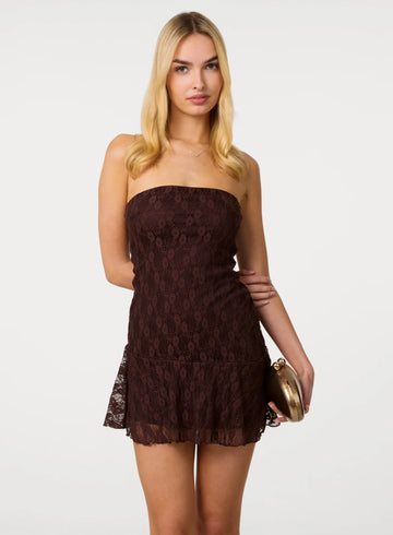 Asym Lace Bandeau Dress