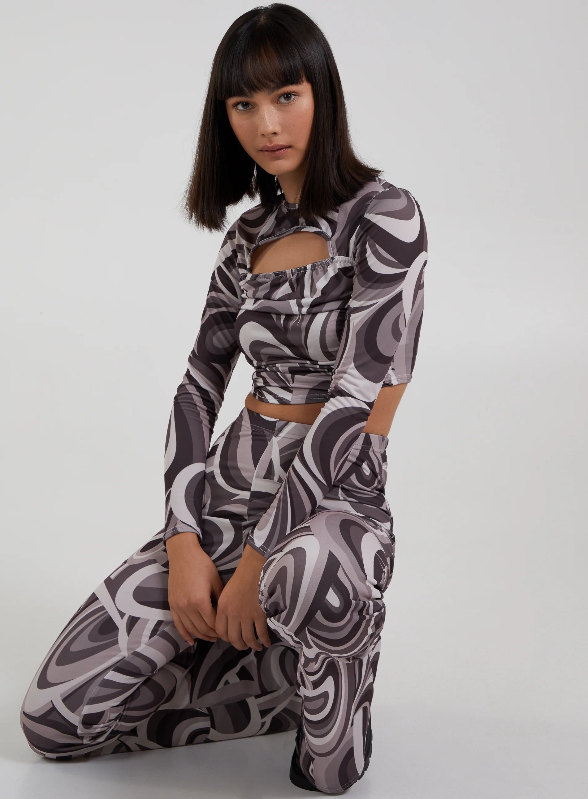 Swirl Print Cut Out Top