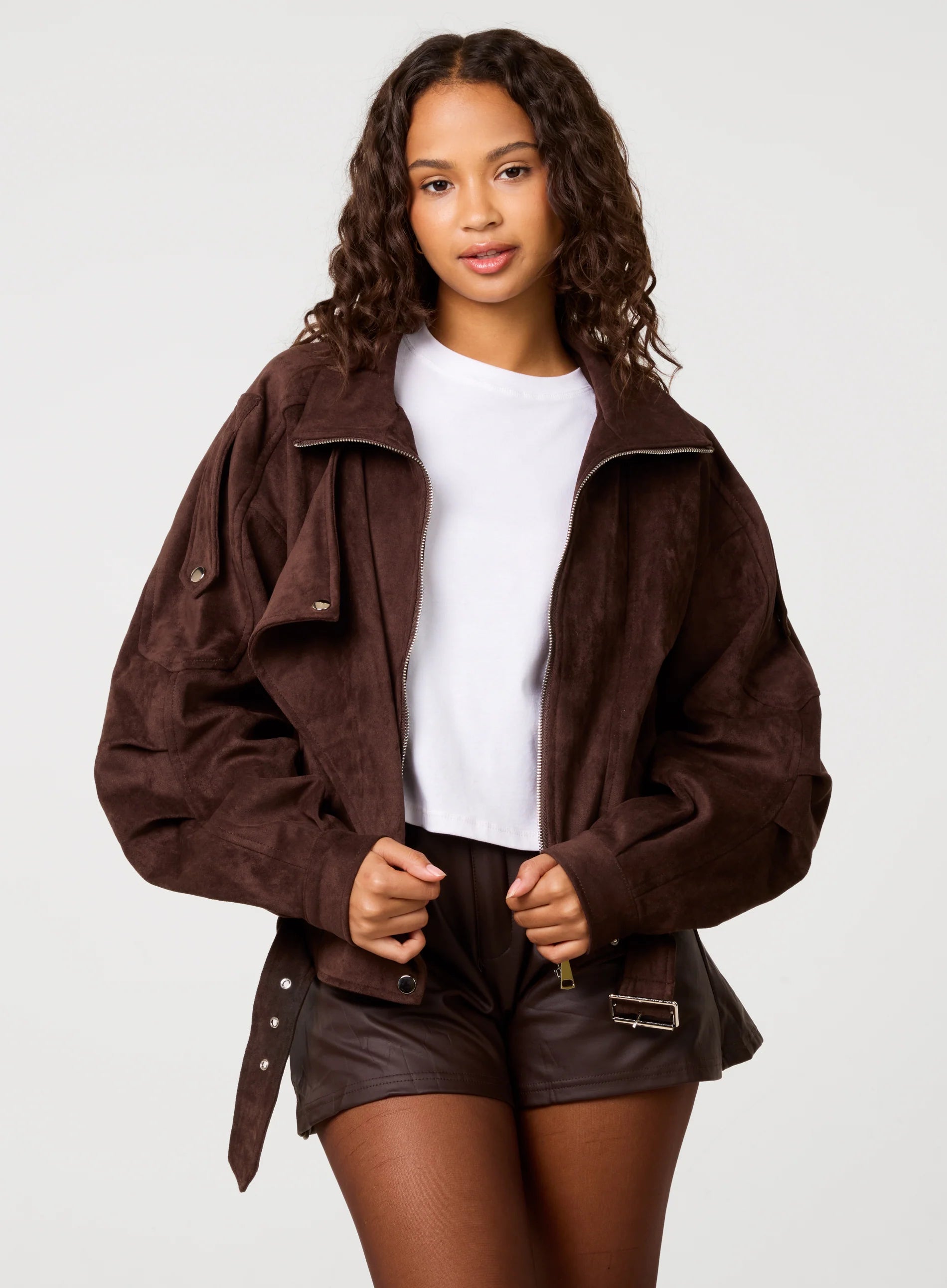 Faux Suede Oversized Jacket