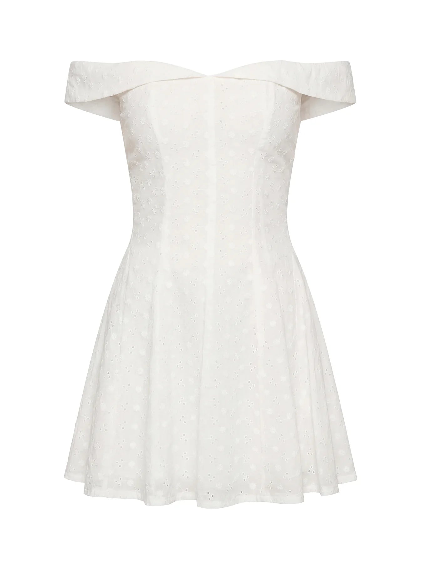 Rosebud Broderie Off The Shoulder Mini Dress White