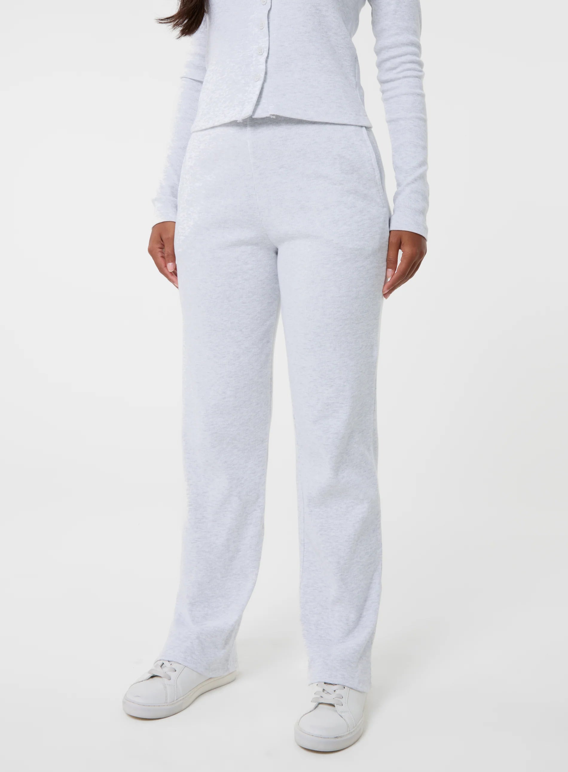 Wide Leg Ribbed Trousers