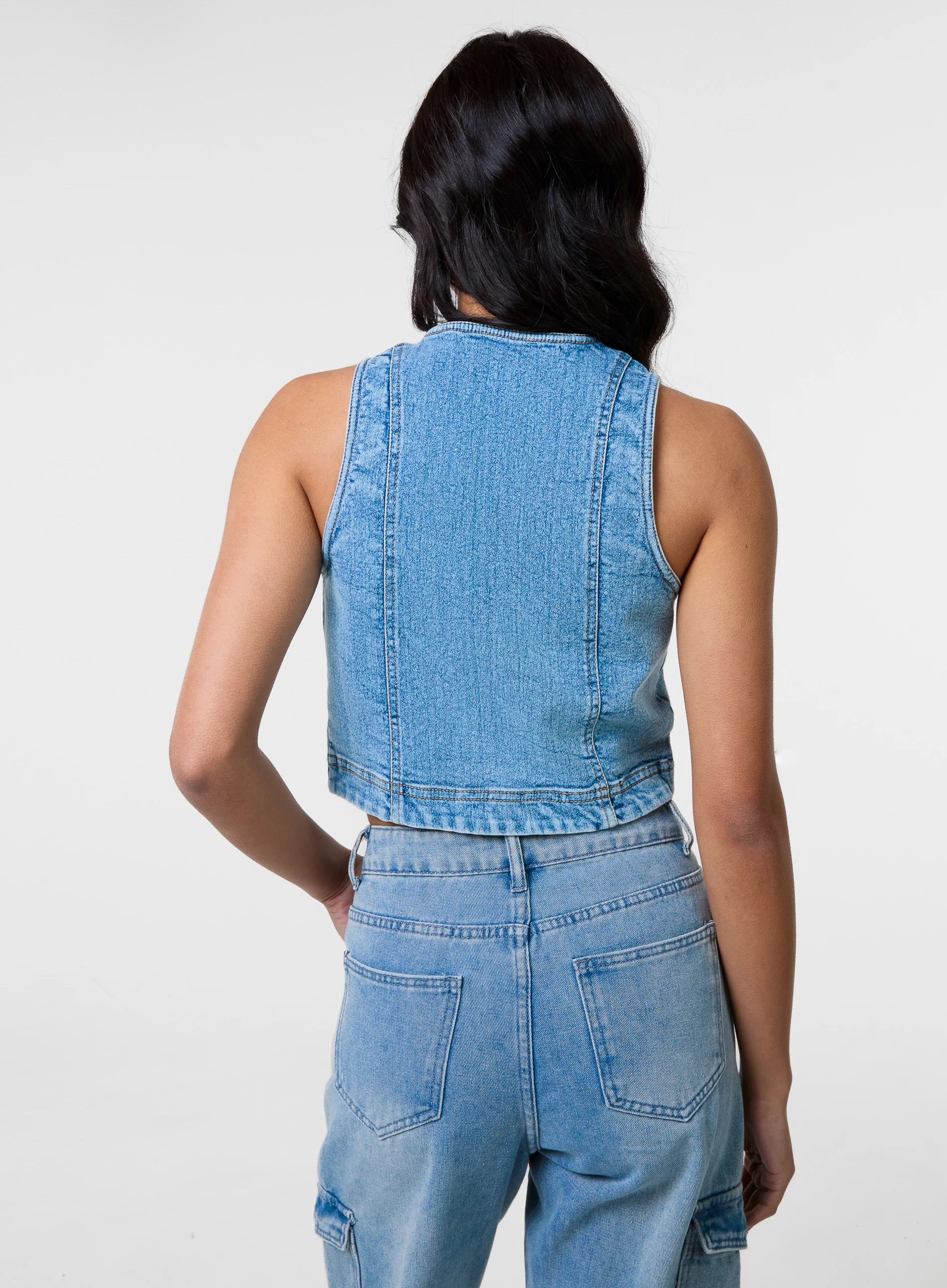 Denim Fitted Waistcoat