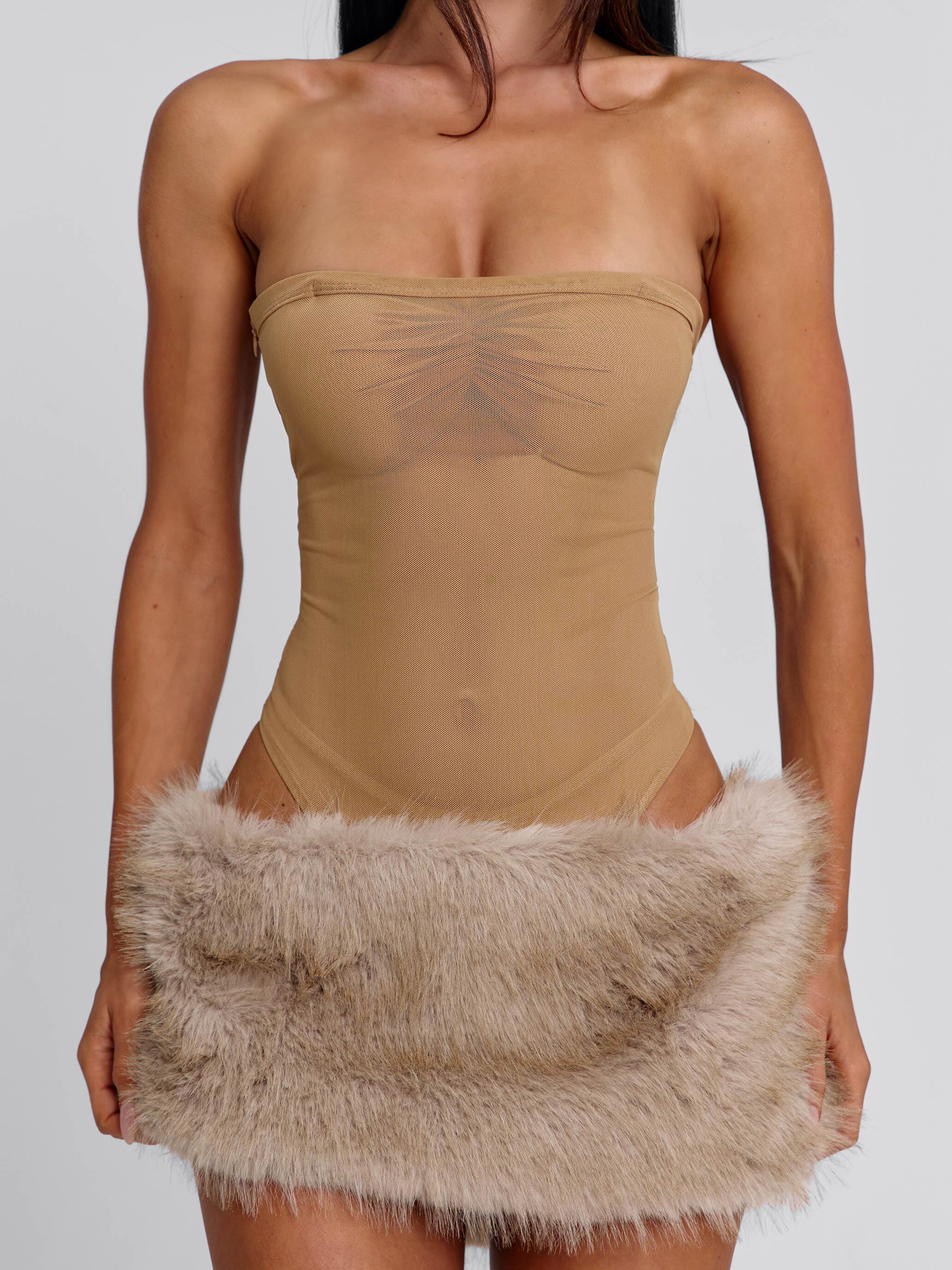 NAHLA MINI SKIRT TAN