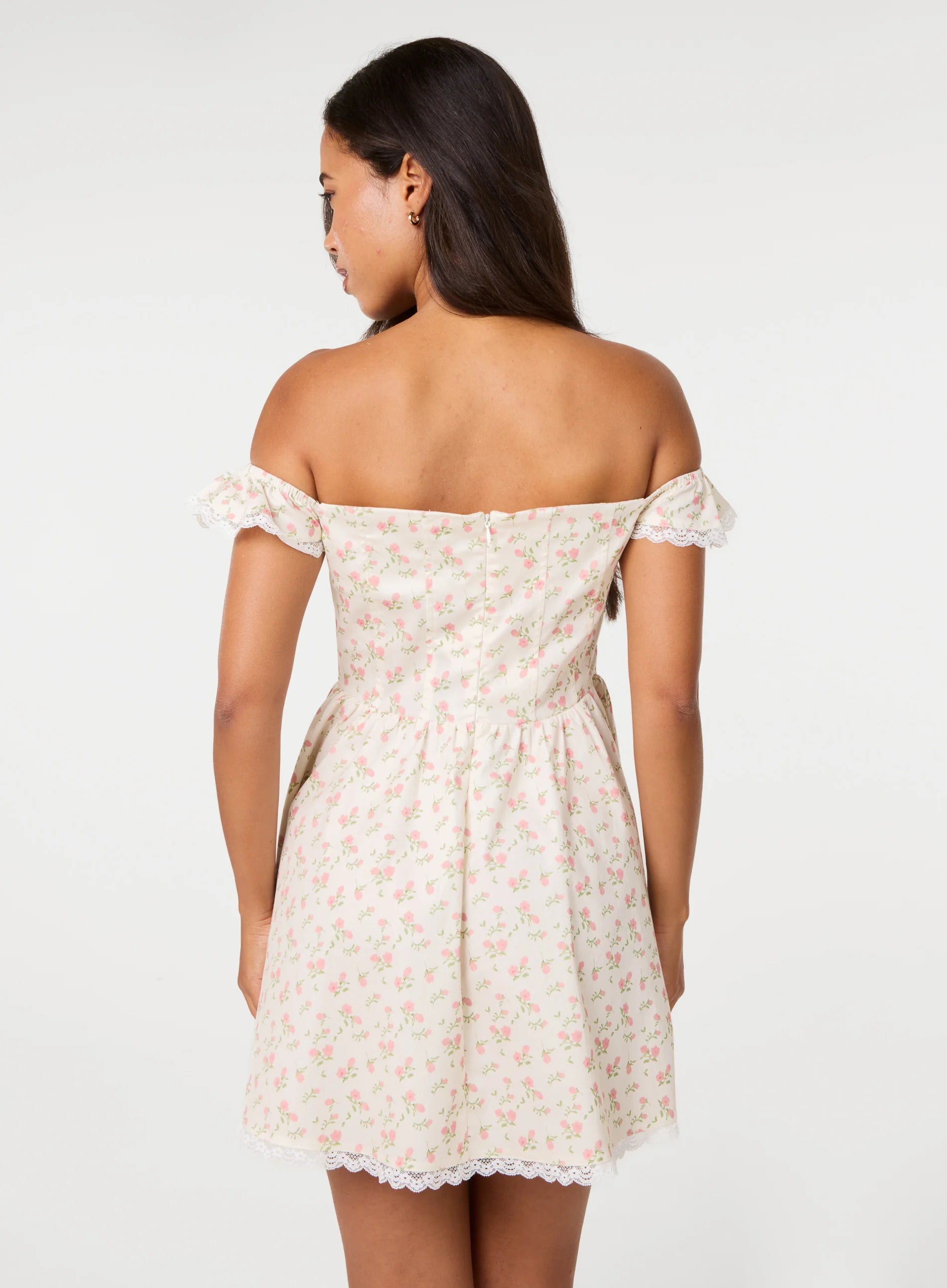 Ditsy Off The Shoulder Mini Dress