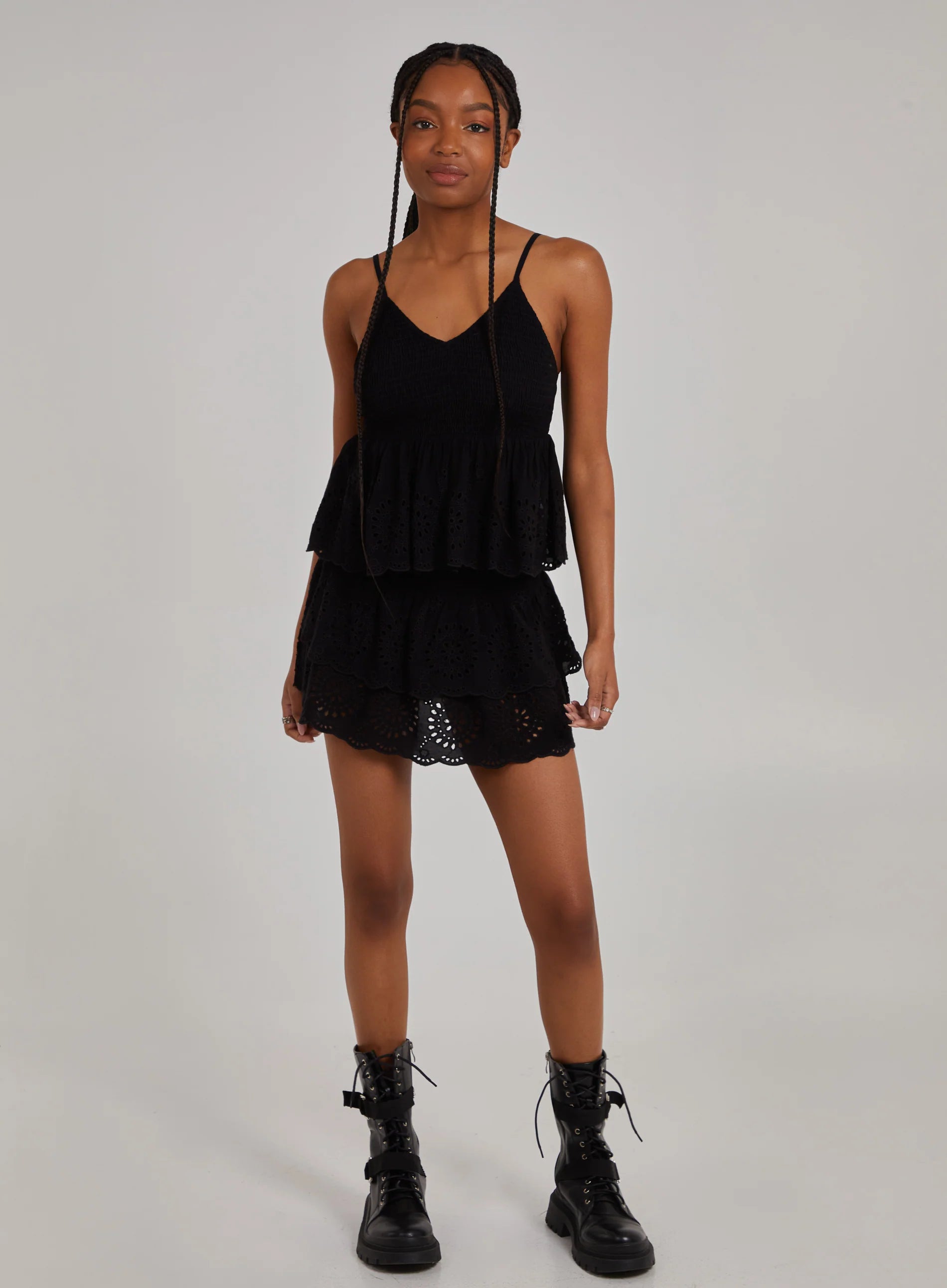 Shirred Broderie Crop Top