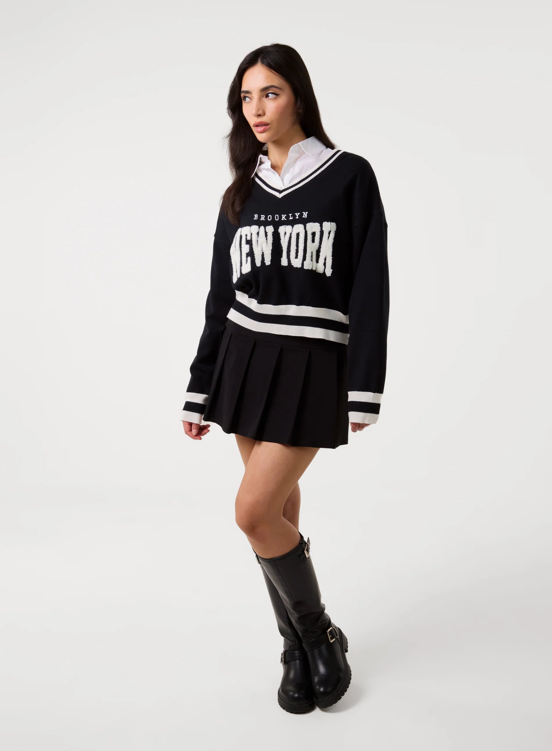 V Neck Varsity Sweatshirt