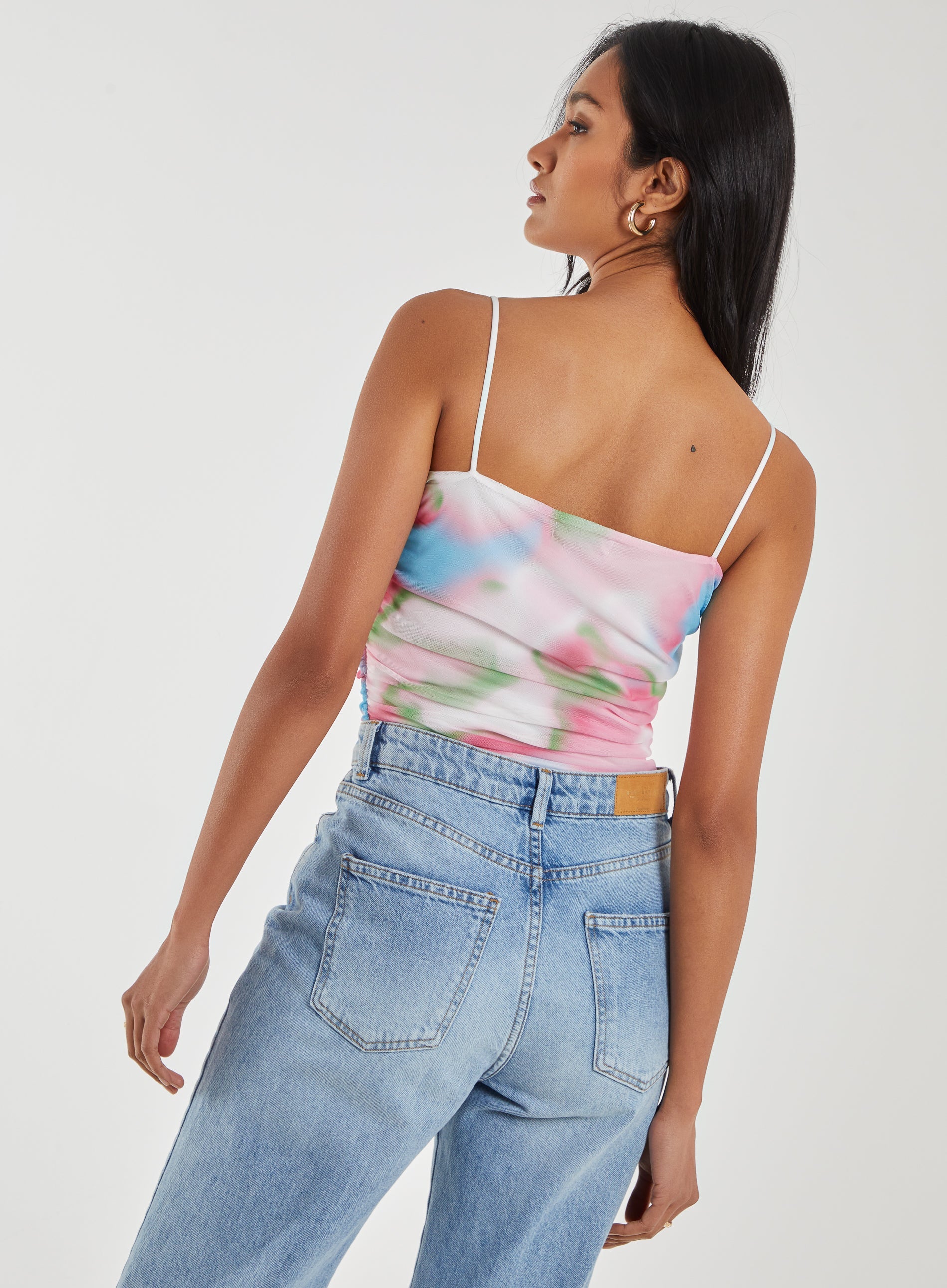 Graphic Smudge Print Strappy Bodysuit
