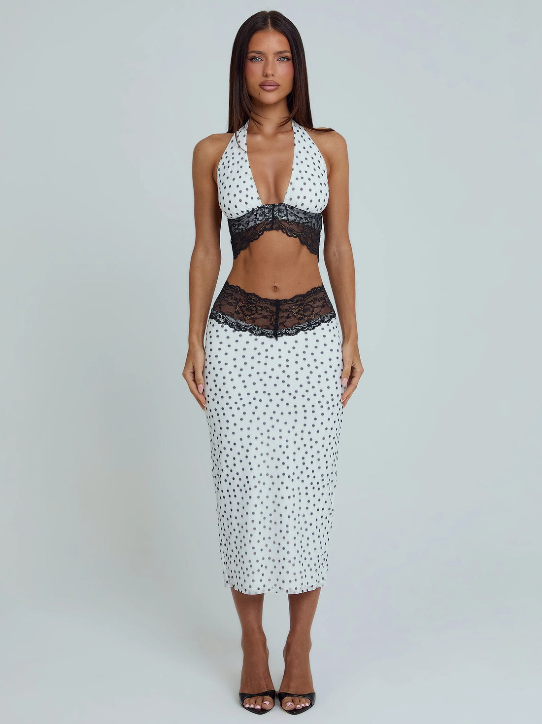 JAZARA MIDI SKIRT BLACK POLKA DOT