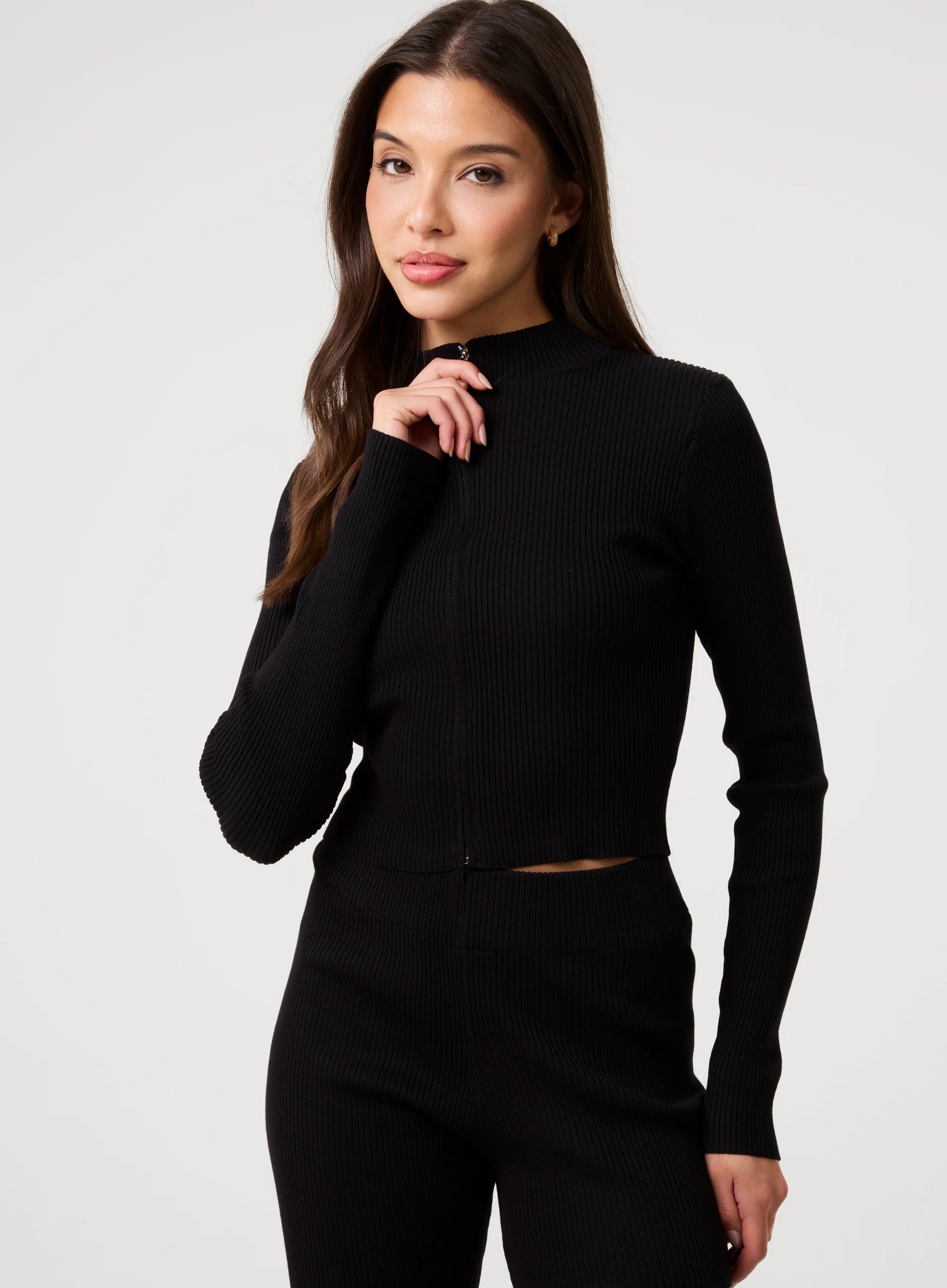 Zip Up Ribbed Set
