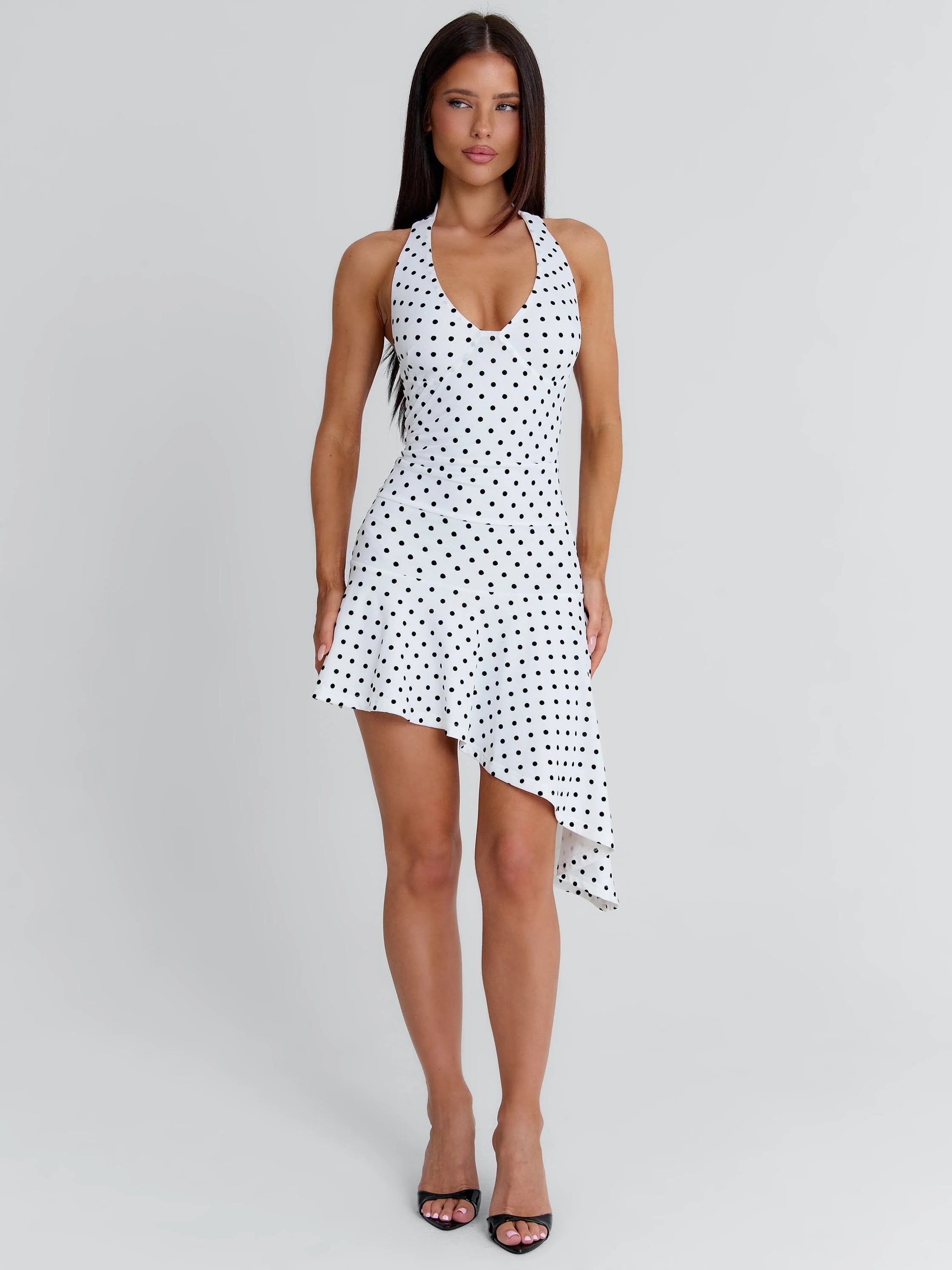 ZIVA MINI DRESS WHITE POLKA DOT