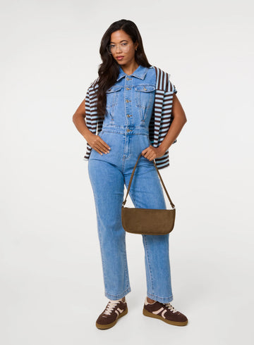 Short Sleeve Denim Jumpsuit