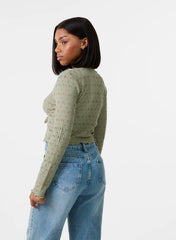 Tie Front Cutwork Cardigan