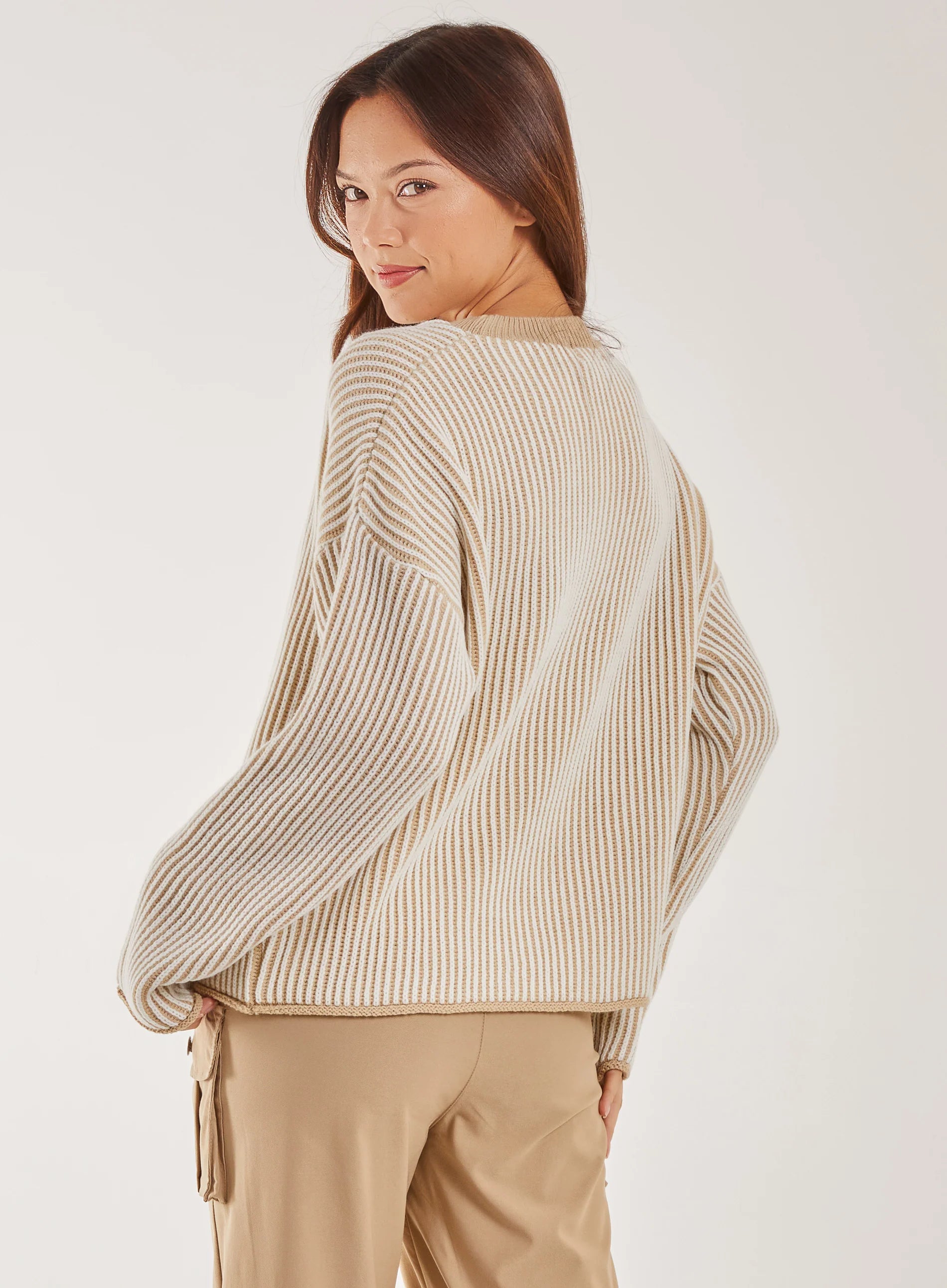 Striped Ribbed Long Sleeve Jumper