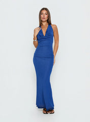 Jazminah Halter Cowl Neck Maxi Dress Royal Blue