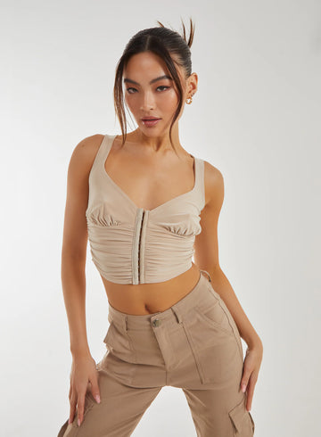 Eyelet Detail Corset Crop Top
