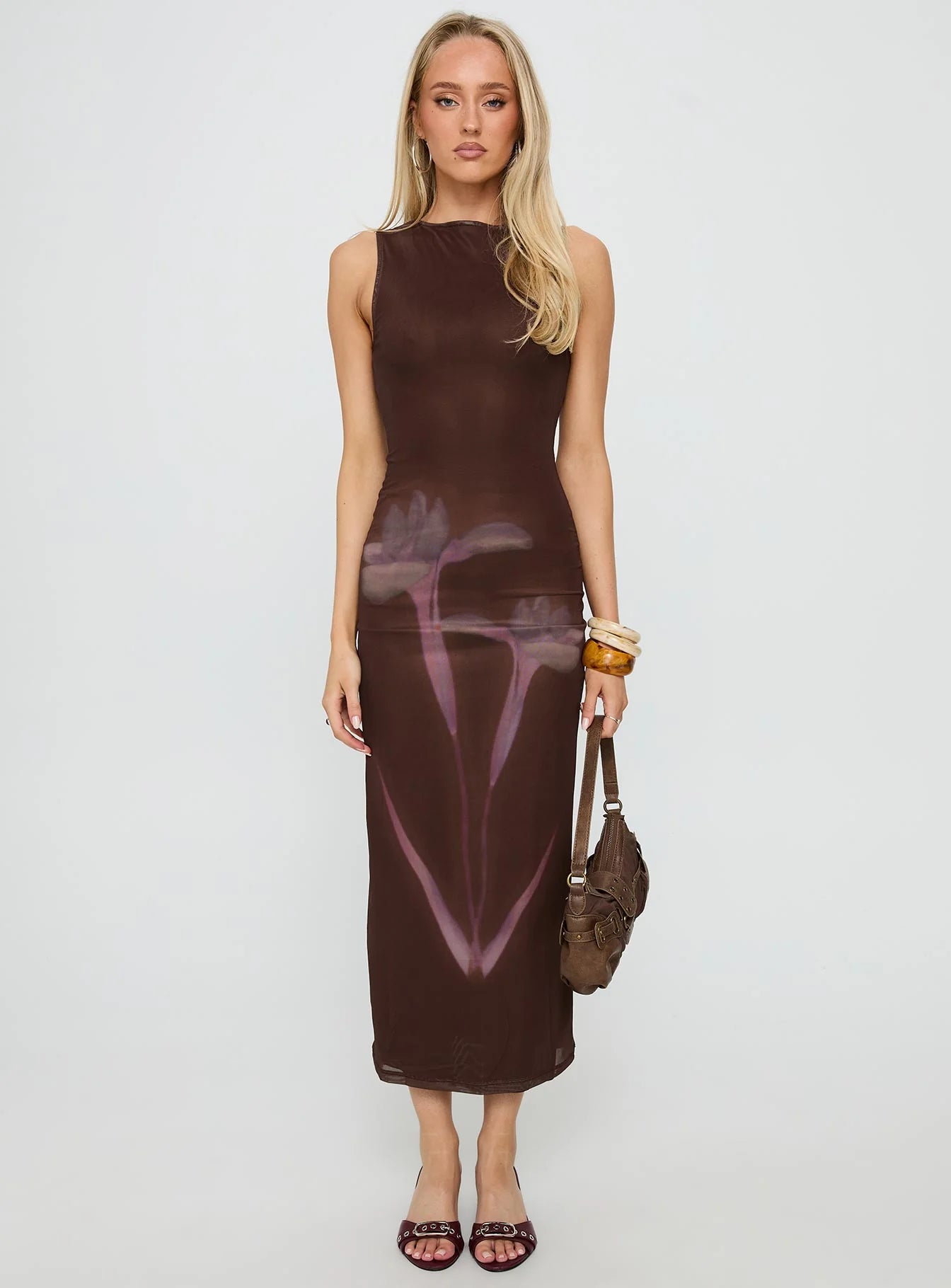 Fayola Maxi Dress Floral Brown