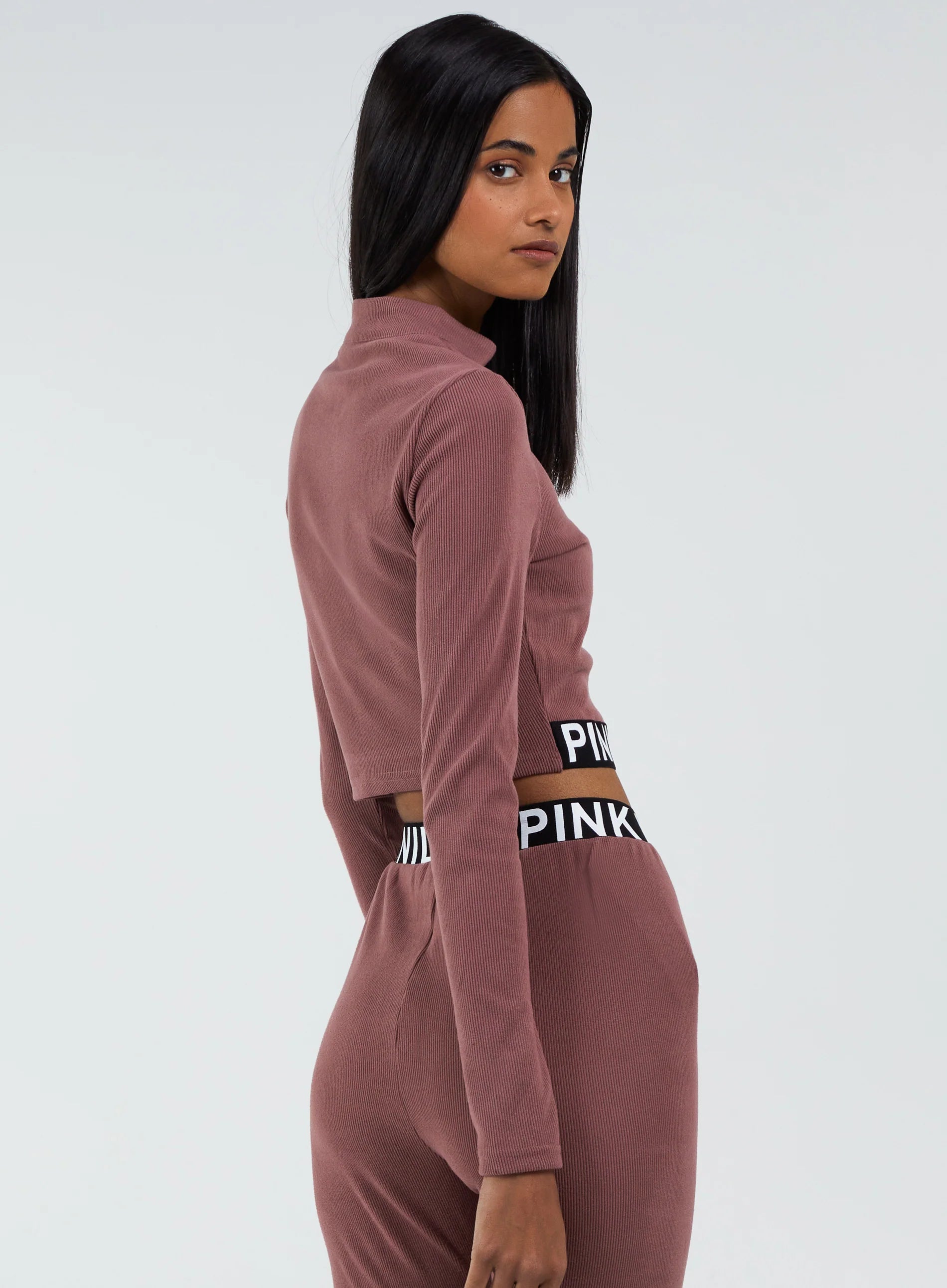 Long Sleeve Ribbed Logo Top