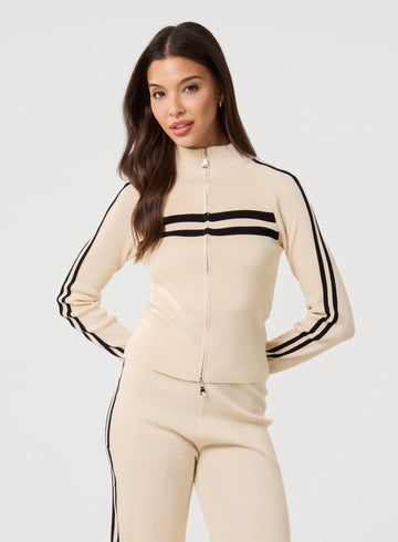 Stripe Front Zip Up Sweatshirt