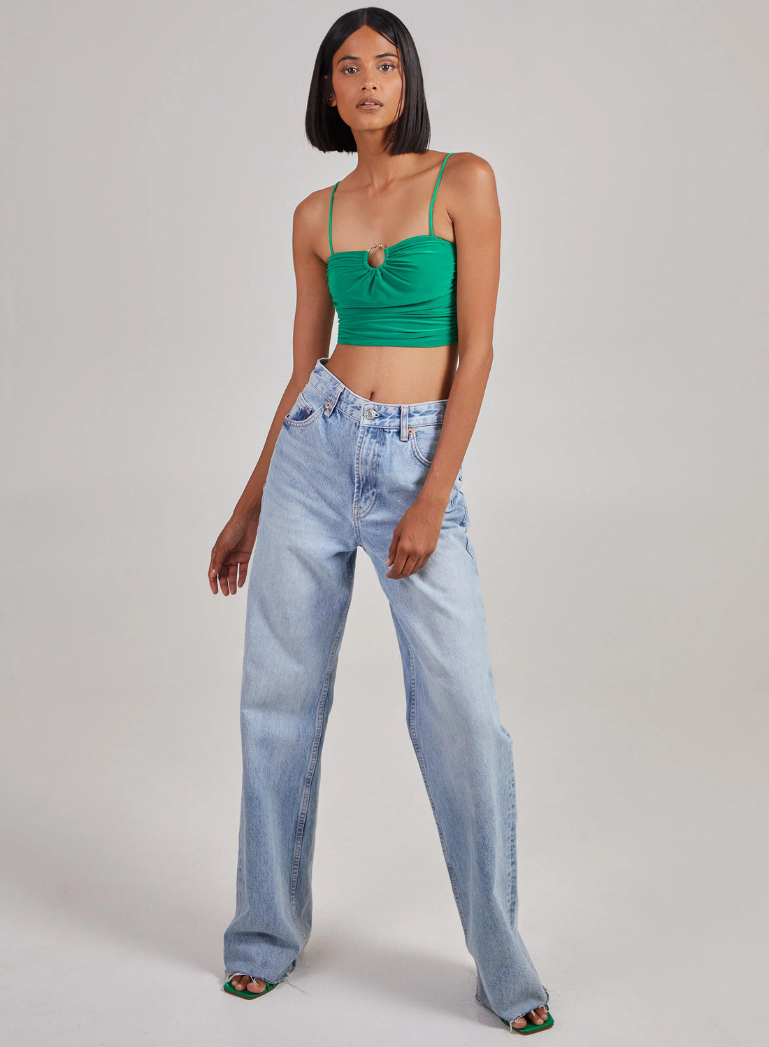 Gathered Ring Detail Slinky Cami Top