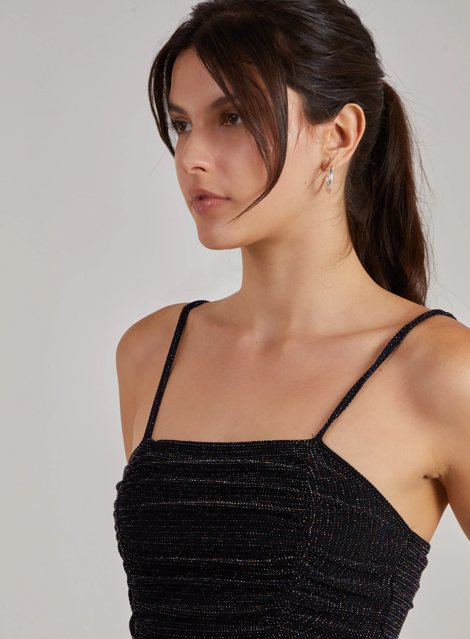 Glitter Ruched Mini Dress