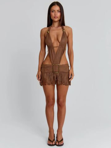 LOURE MINI DRESS BROWN