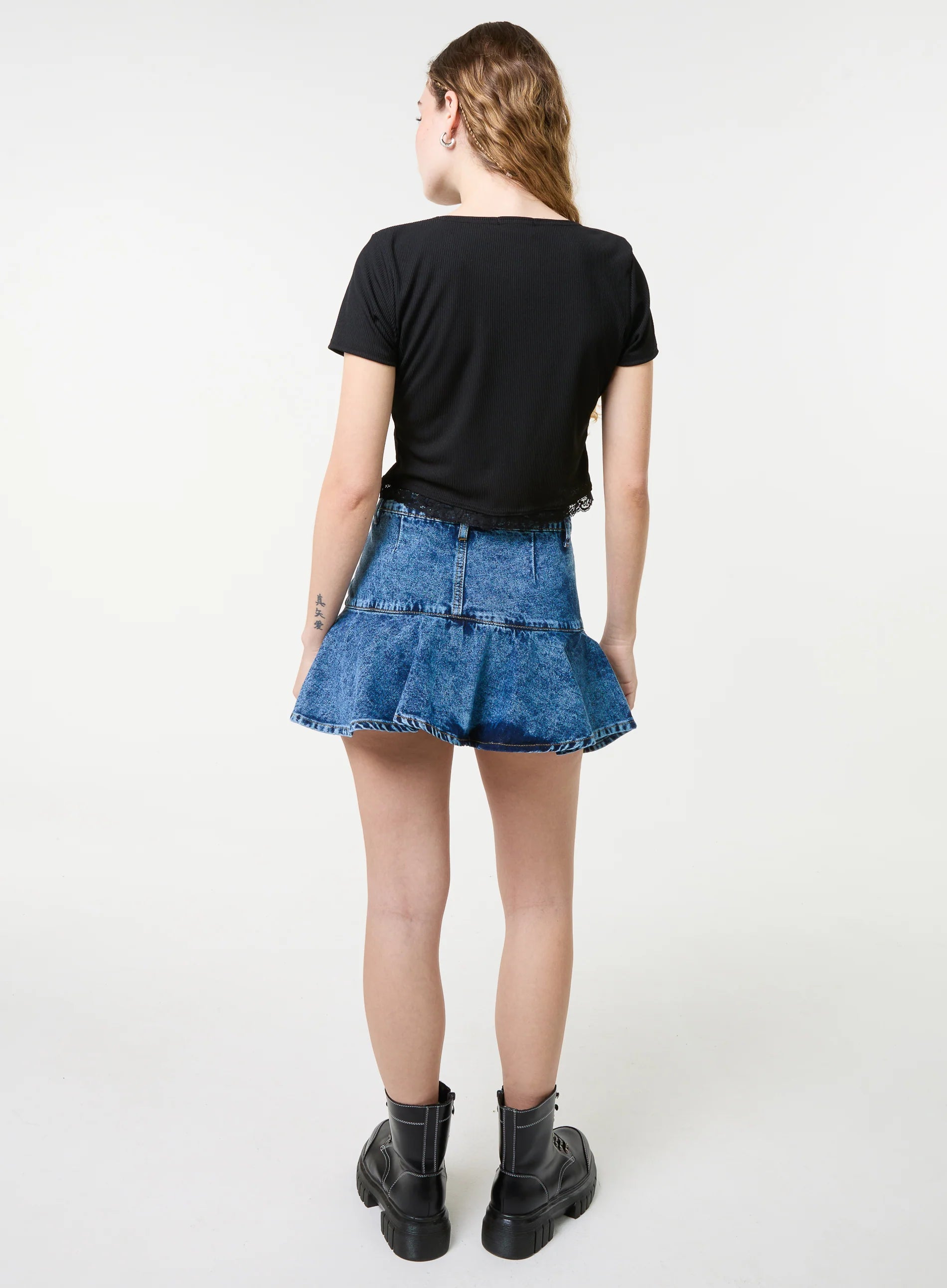 Flippy Denim Mini Skirt With Shorts