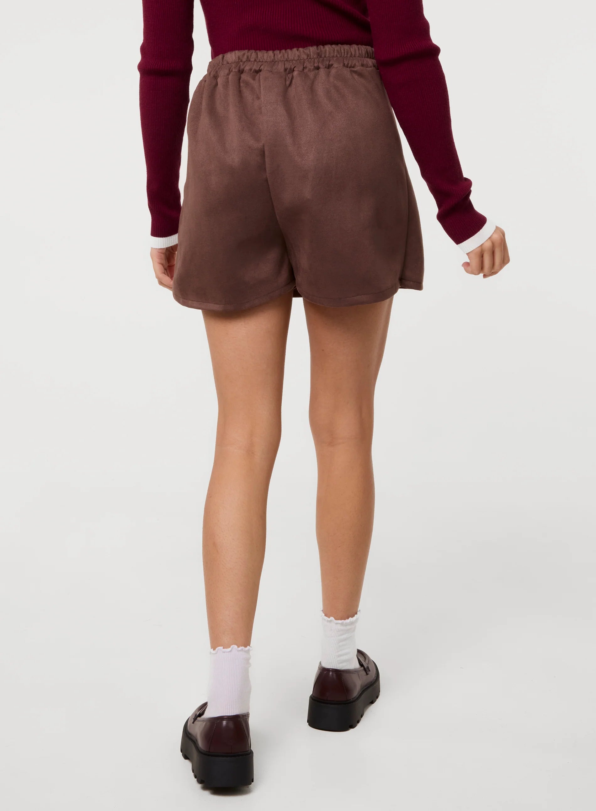 Suede Skort Slit Skirt