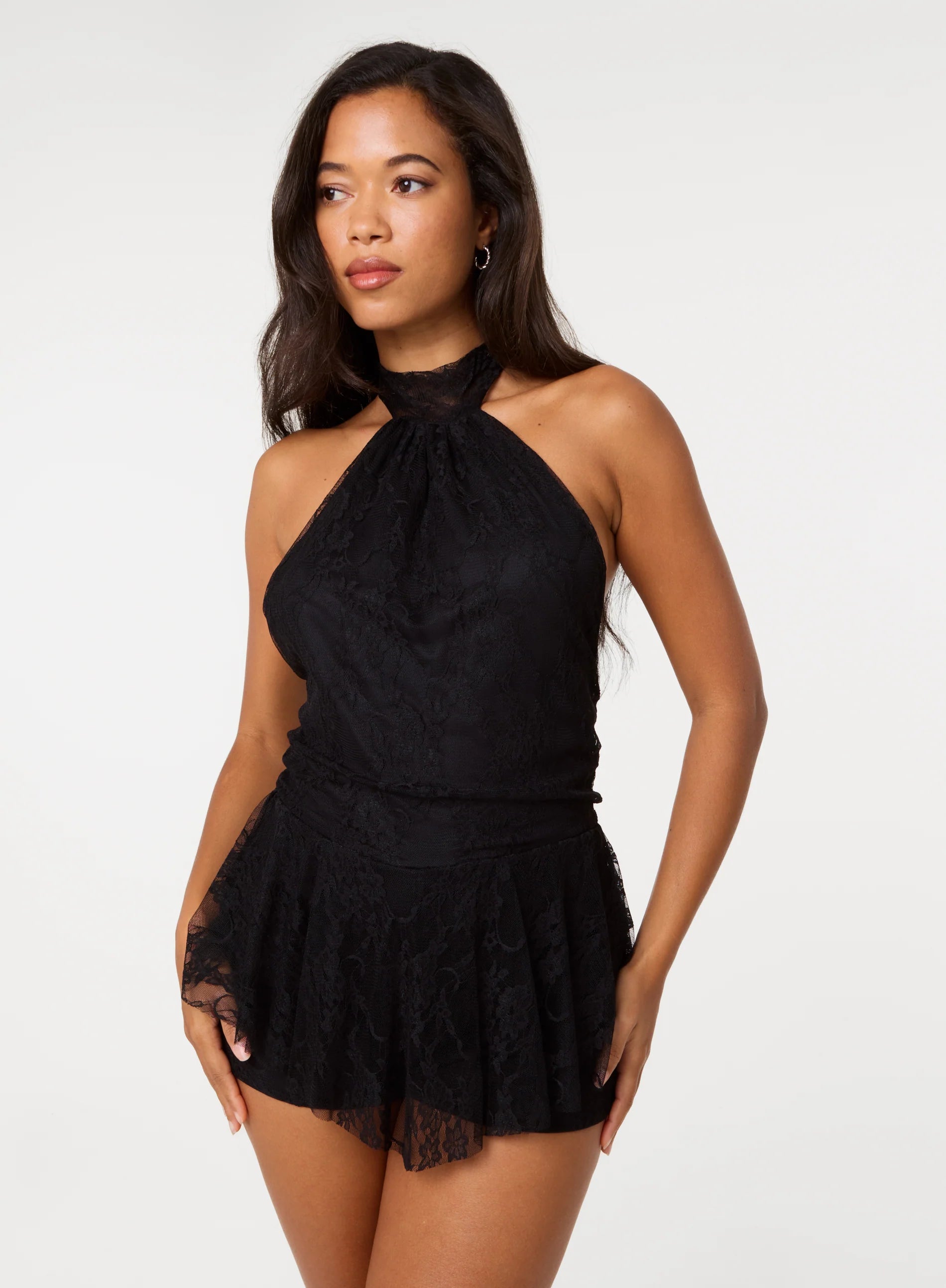 Halter Lace Peplum Playsuit