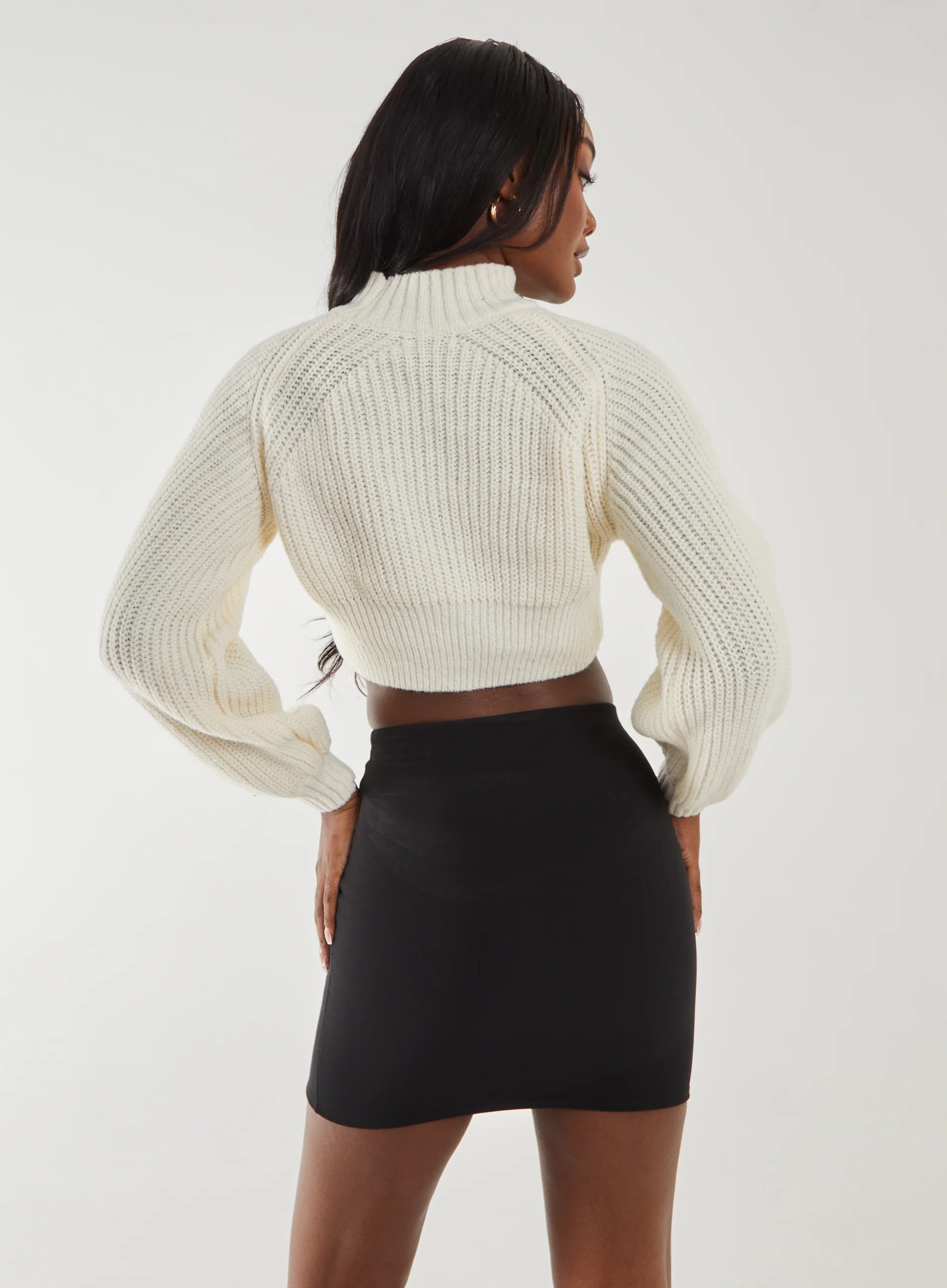 High Neck Knitted Crop Jumper