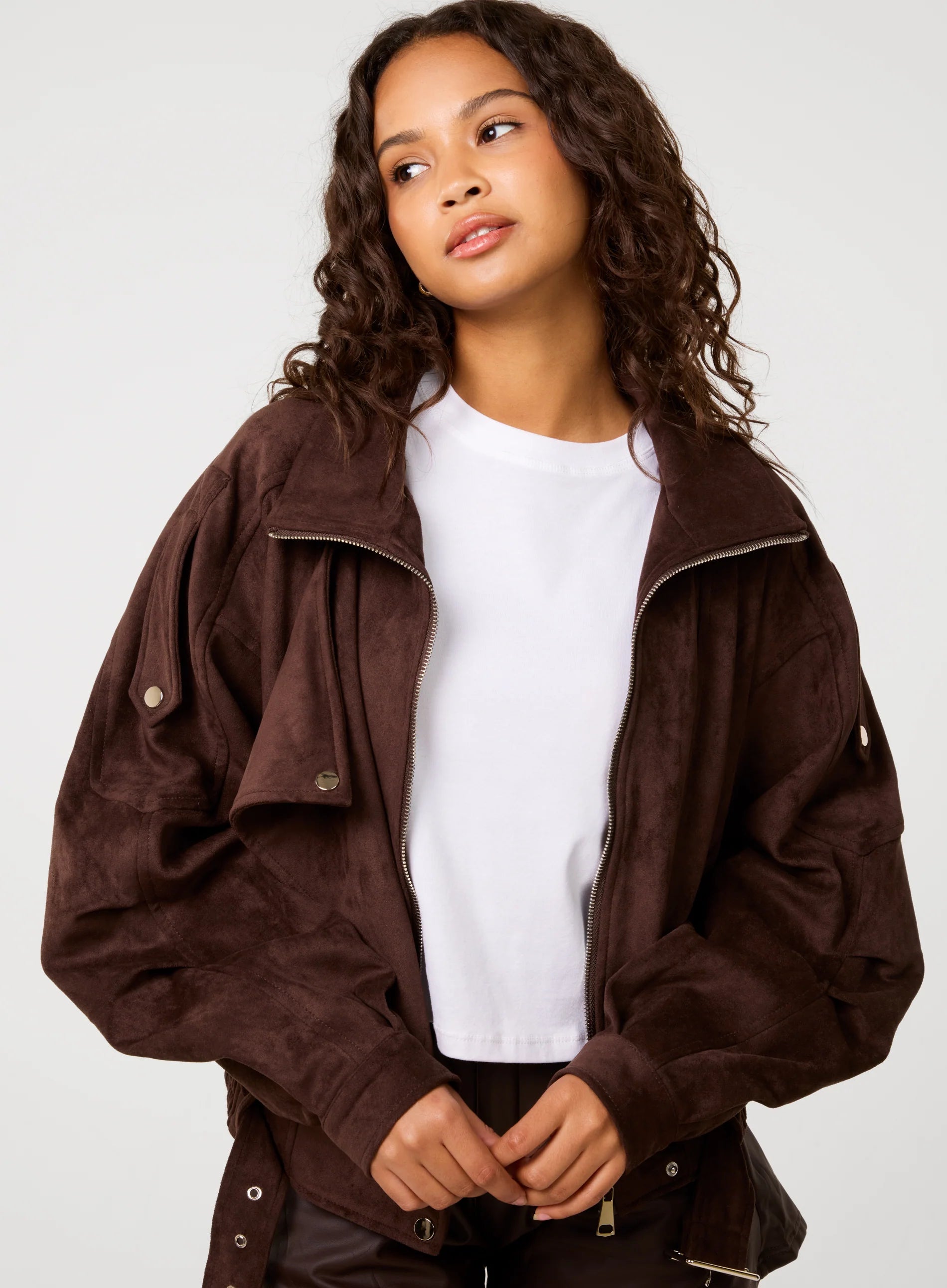 Faux Suede Oversized Jacket