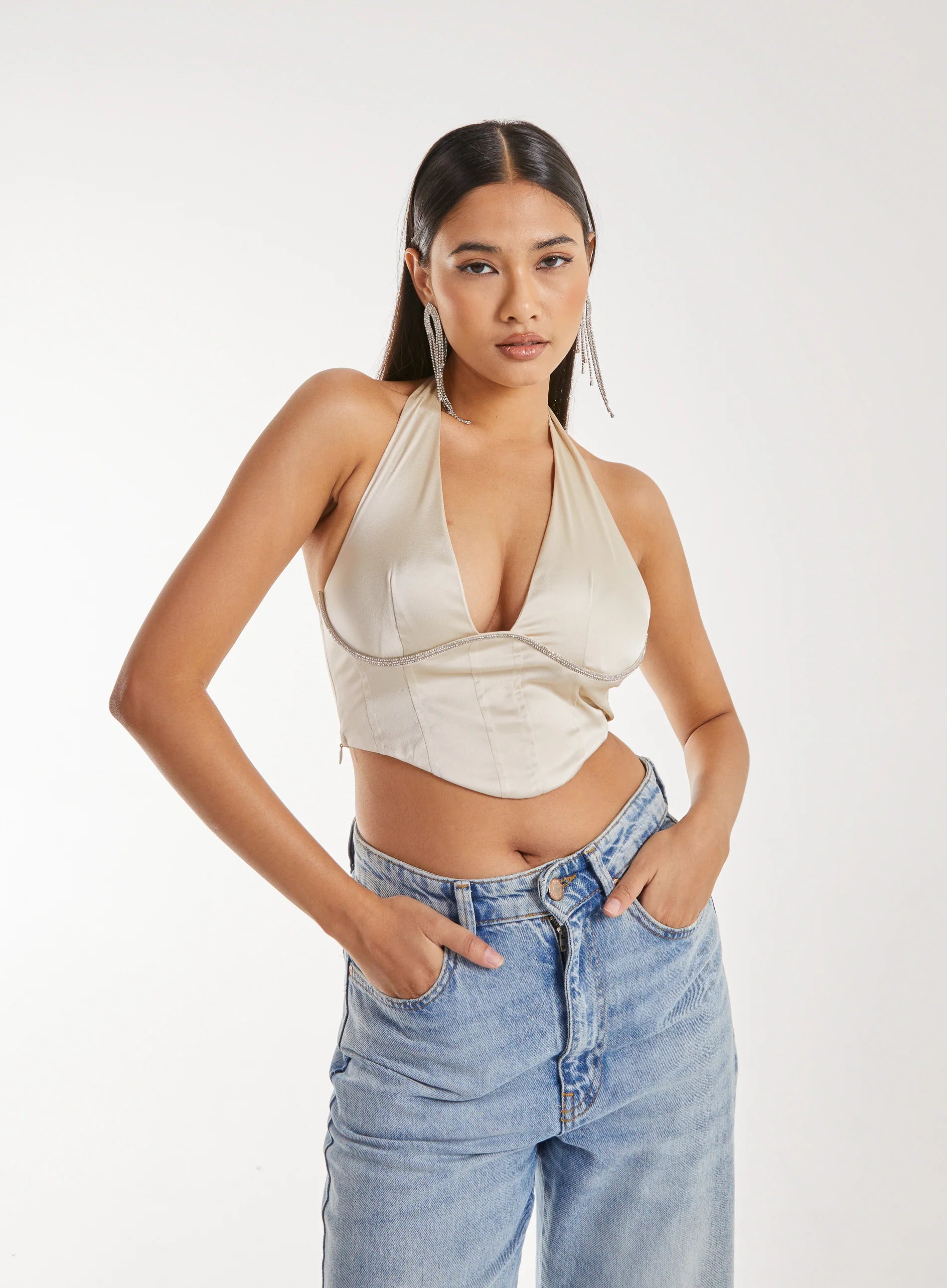 Diamante Halter Neck Top