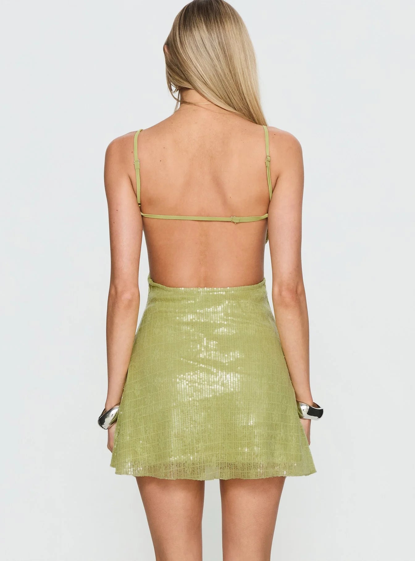 Greenly Backless Sleeveless Mini Dress Green