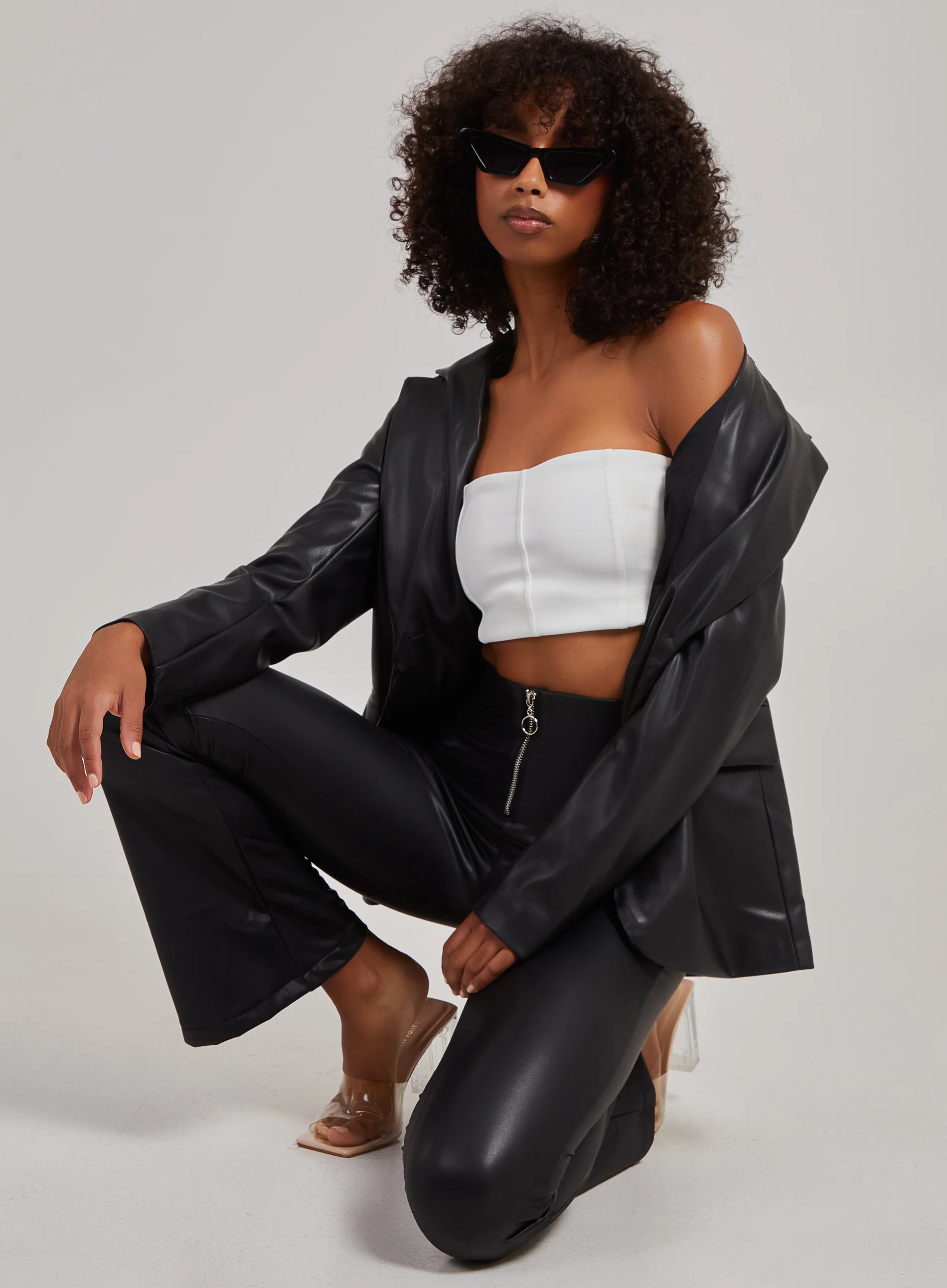 PU Wide Leg Trousers