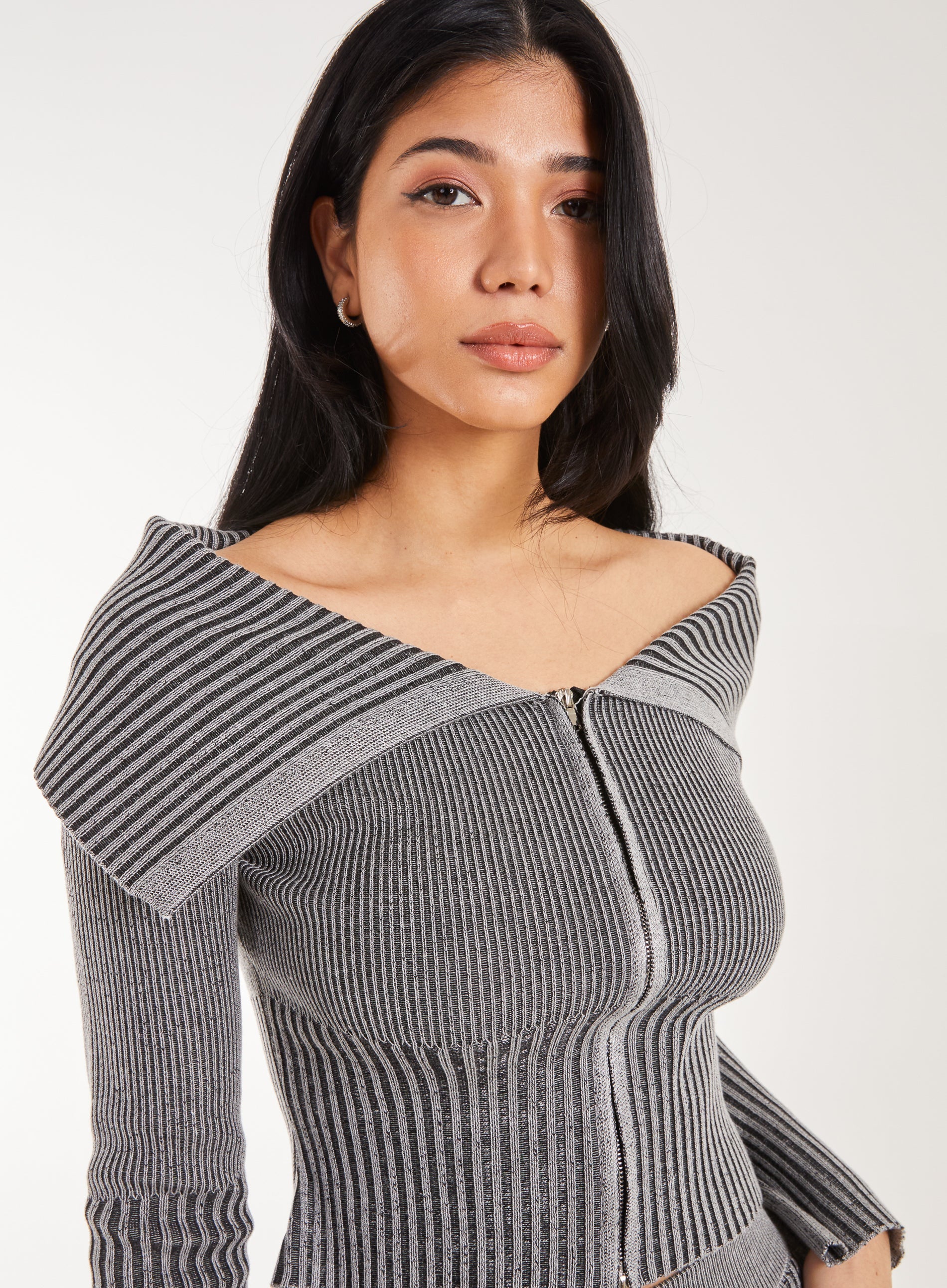 Washed Rib Fold-Over Cardigan
