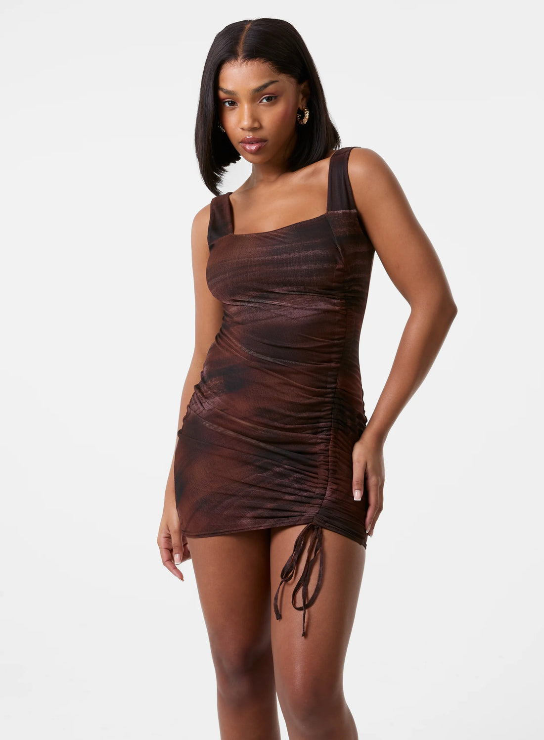 Saturn Square Neck Mesh Mini Dress