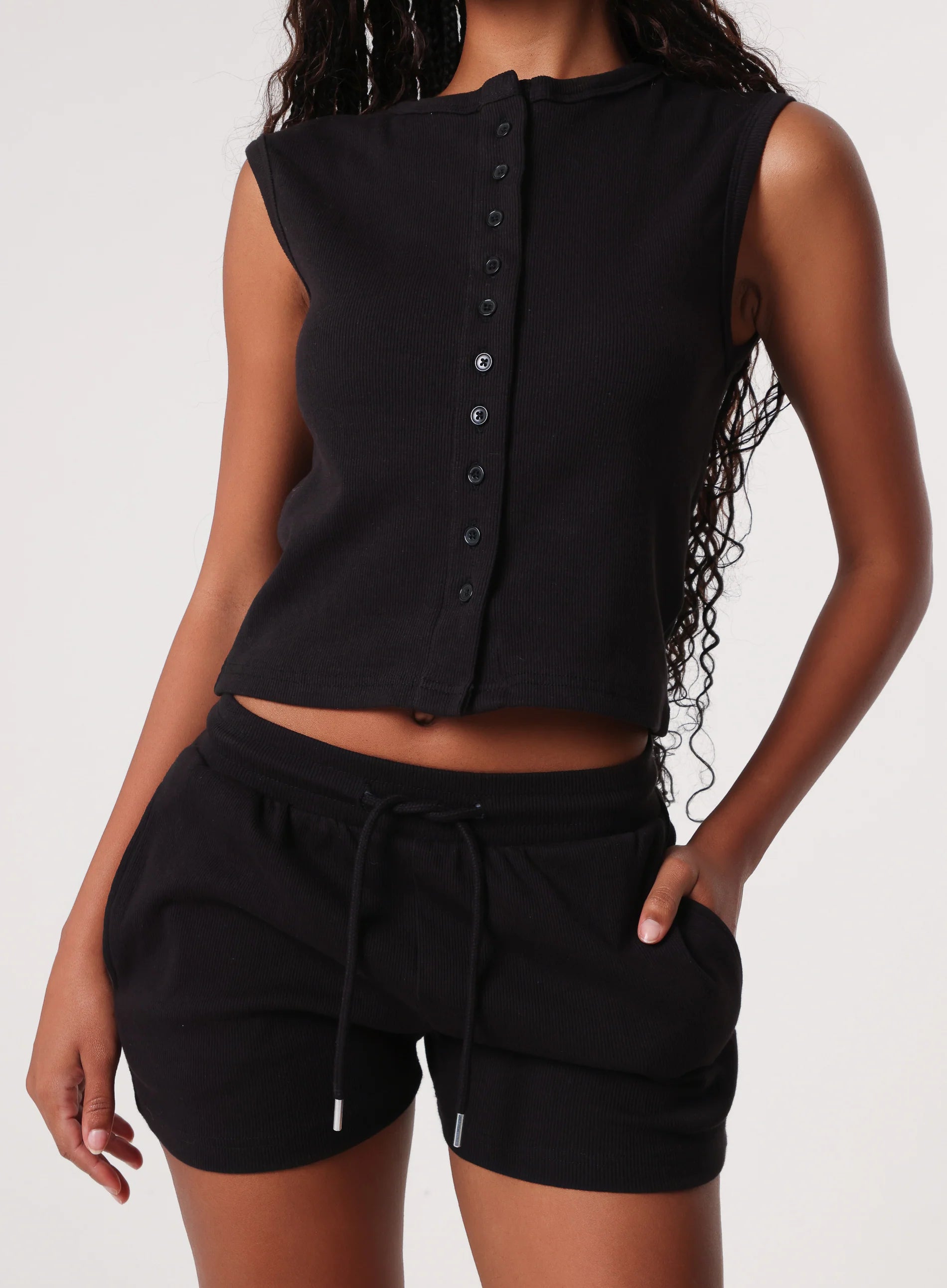 Ribbed Sleeveless Short Set
