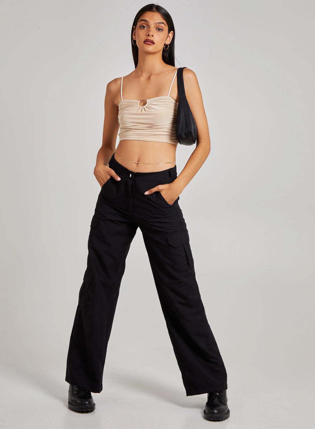 Gathered Ring Detail Slinky Cami Top