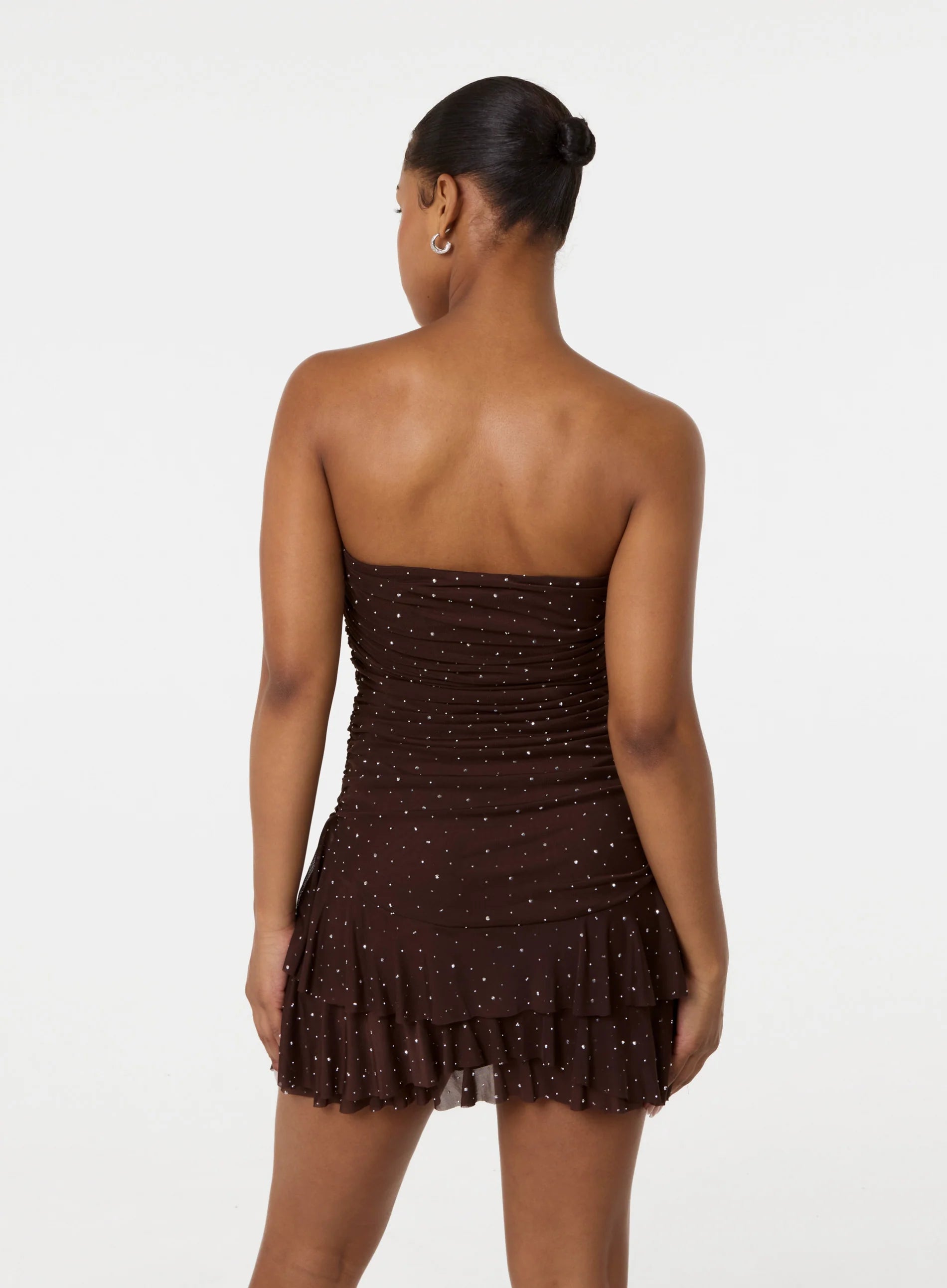 Diamante Ruffle Mini Dress
