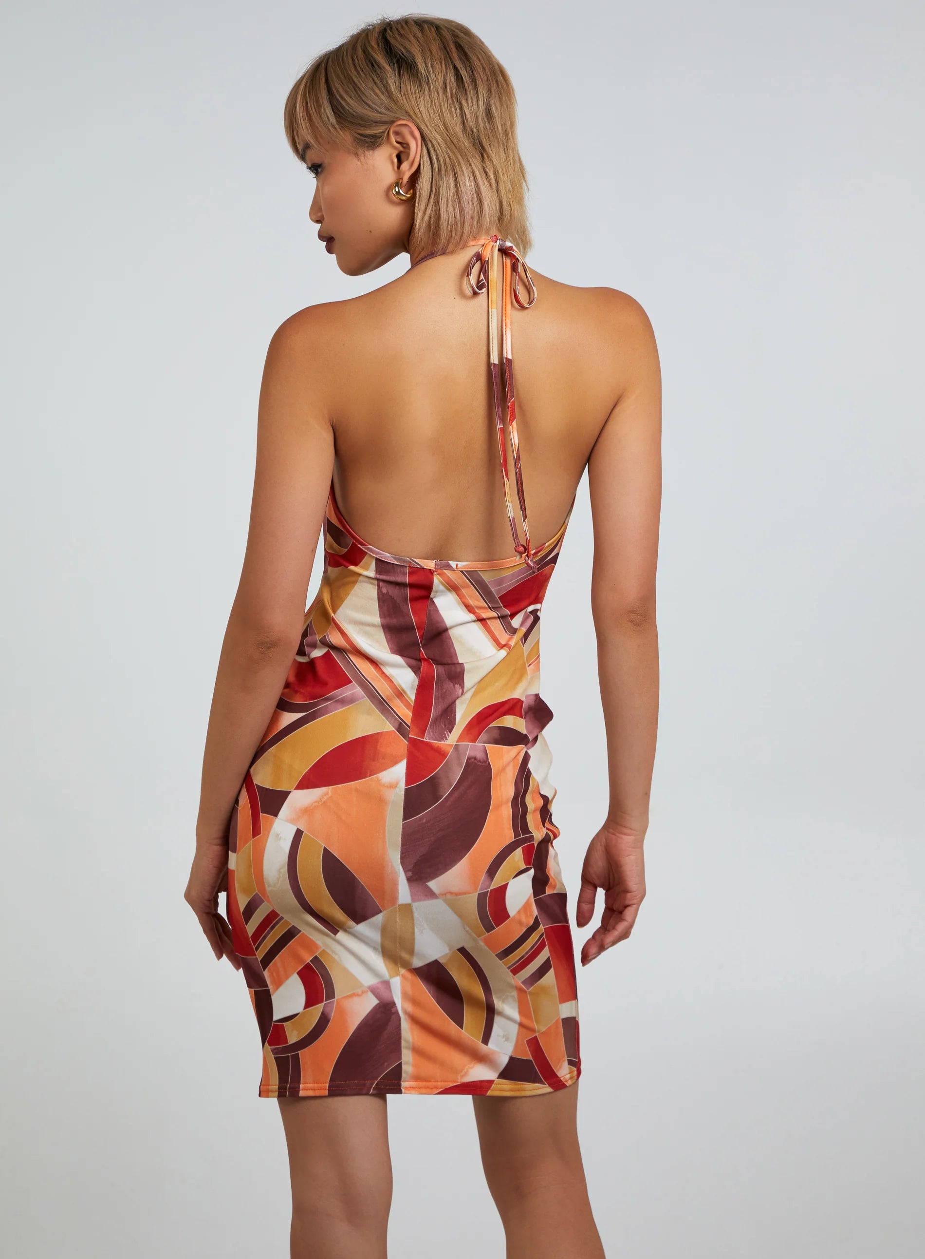 Abstract Print Slinky Mini Dress
