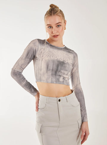 Washed Print Long Sleeve Brooklyn Top
