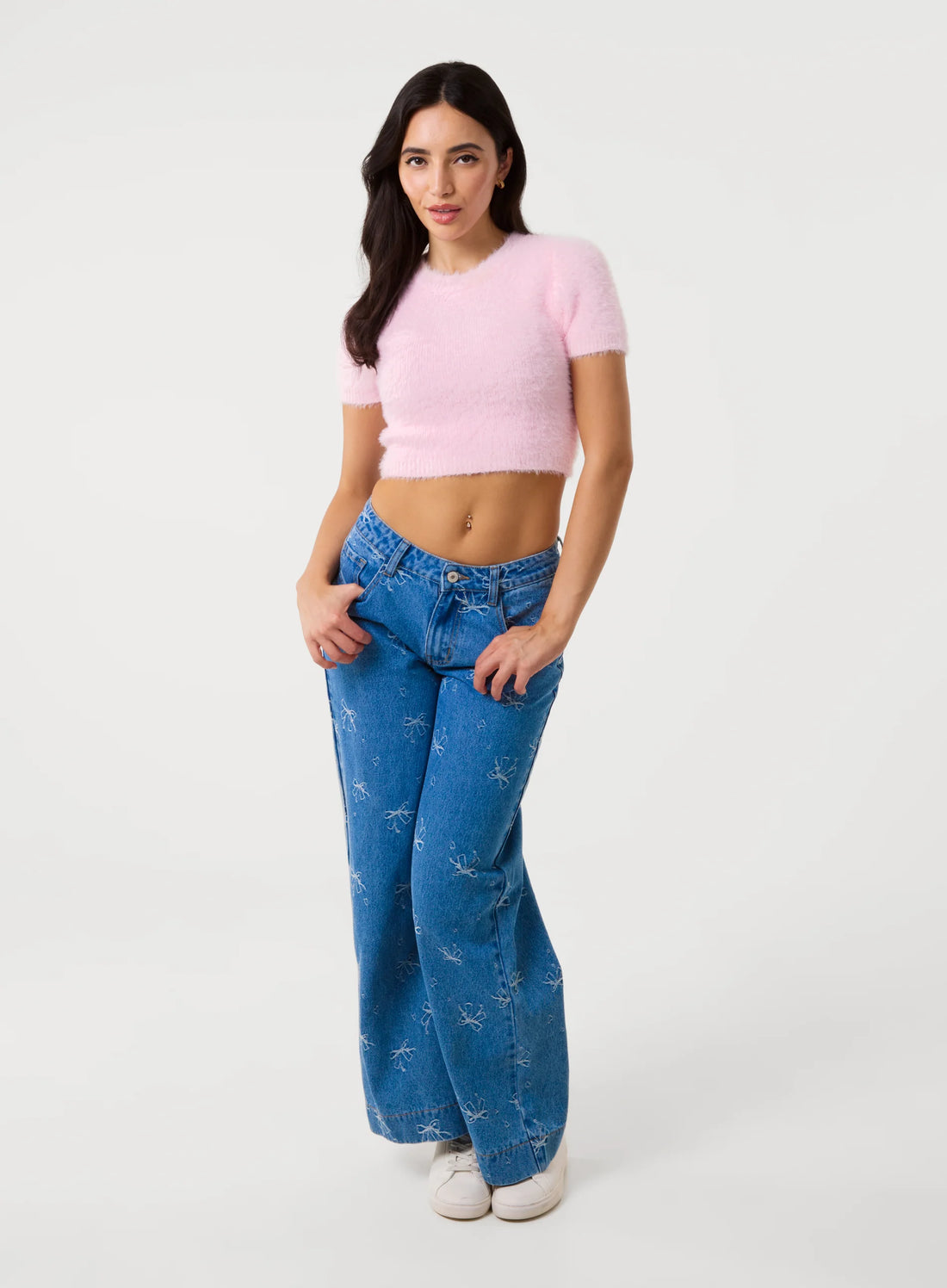 Short Sleeve Fluffy Knit Jumper
