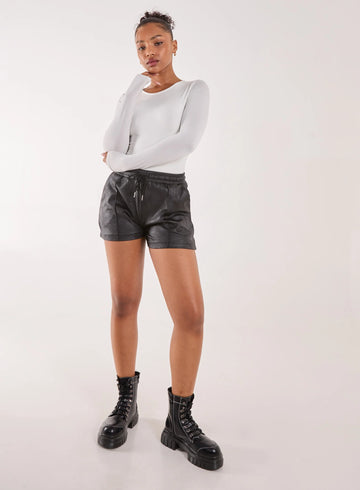 PU Drawstring Shorts