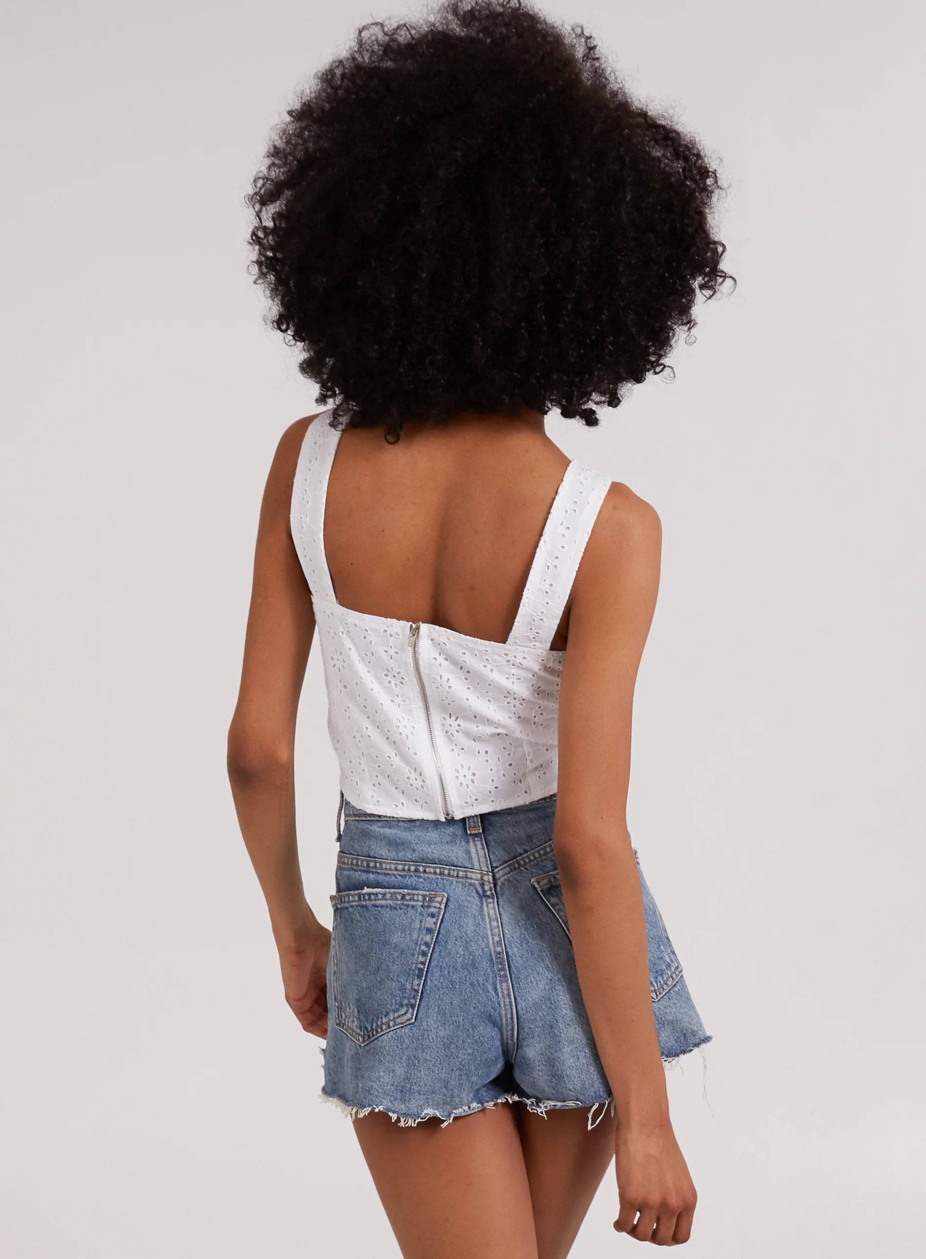 Square Neck Ruched Broderie Top